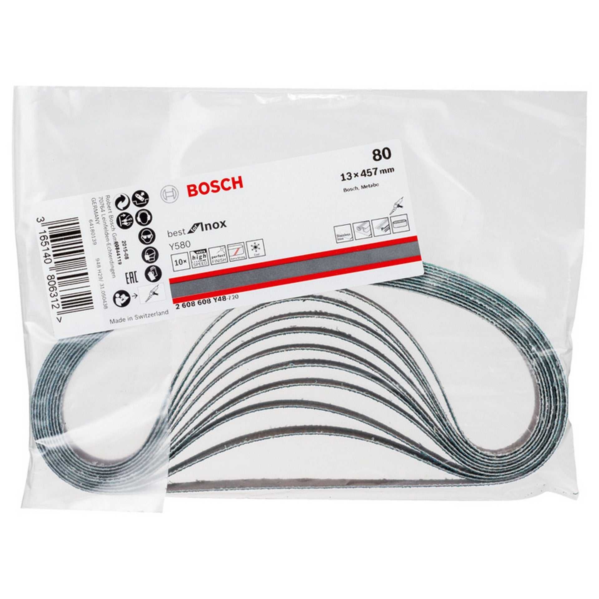 Bosch PRO Y580 Schleifband, 13 x 457 mm, 80, 10-tlg. #2608608Y48