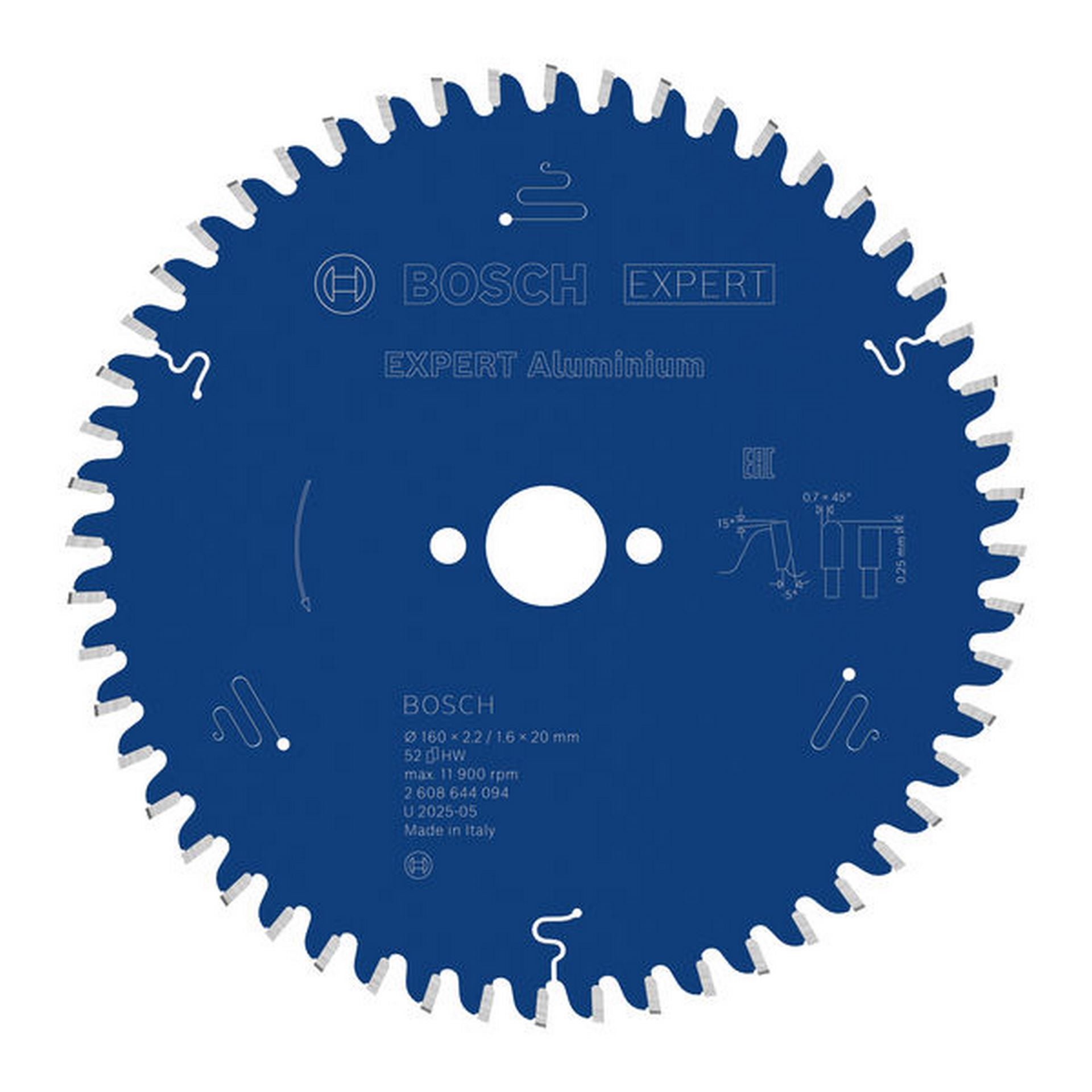 Bosch EXPERT Aluminium Kreissägeblatt, 160x2,2/1,6x20 mm, Z52 #2608644094