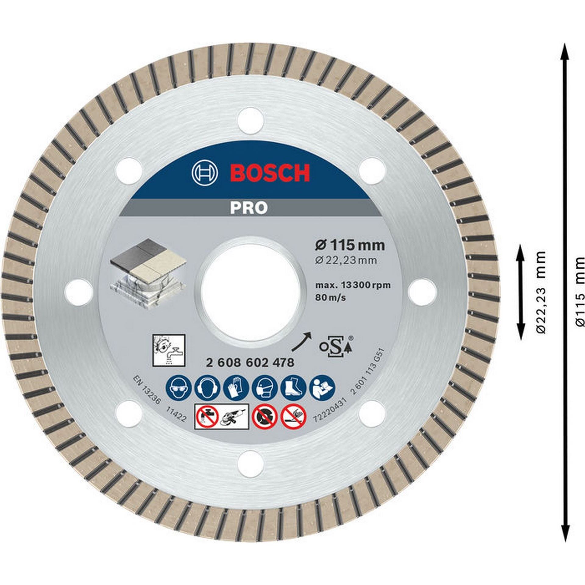 Bosch PRO Ceramic Diamanttrennscheibe, 115 x 22,23 mm #2608602478