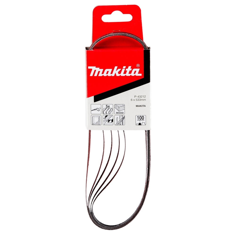 Makita Schleifband 6 x 533 mm, K100, 5 Stk. #P-43212