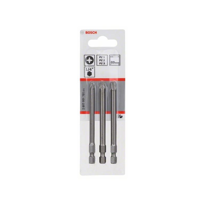 Bosch Schrauberbit-Set Extra-Hart, 3-teilig, PZ1, PZ2, PZ3, 89 mm #2607001761