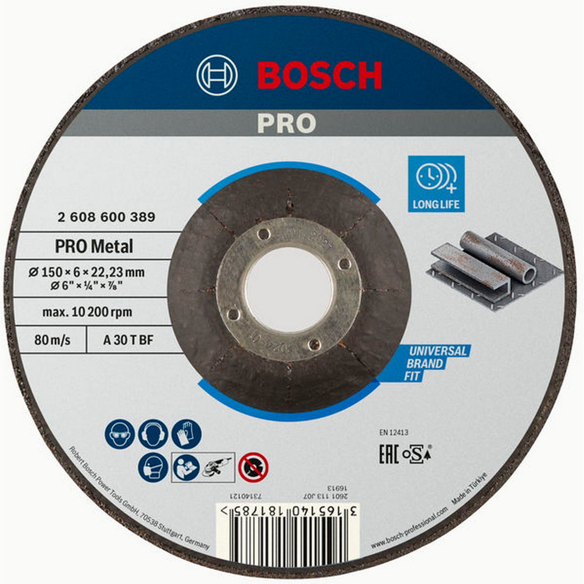 Bosch PRO Metal Schleifscheibe, 150 x 6 x 22.23 mm, oSa #2608600389