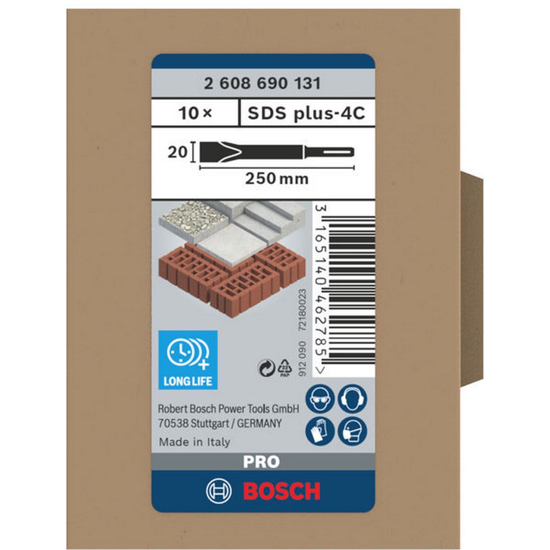 Bosch PRO SDS plus-4C Flachmeißelset, 20 x 250 mm, 10-tlg. #2608690131