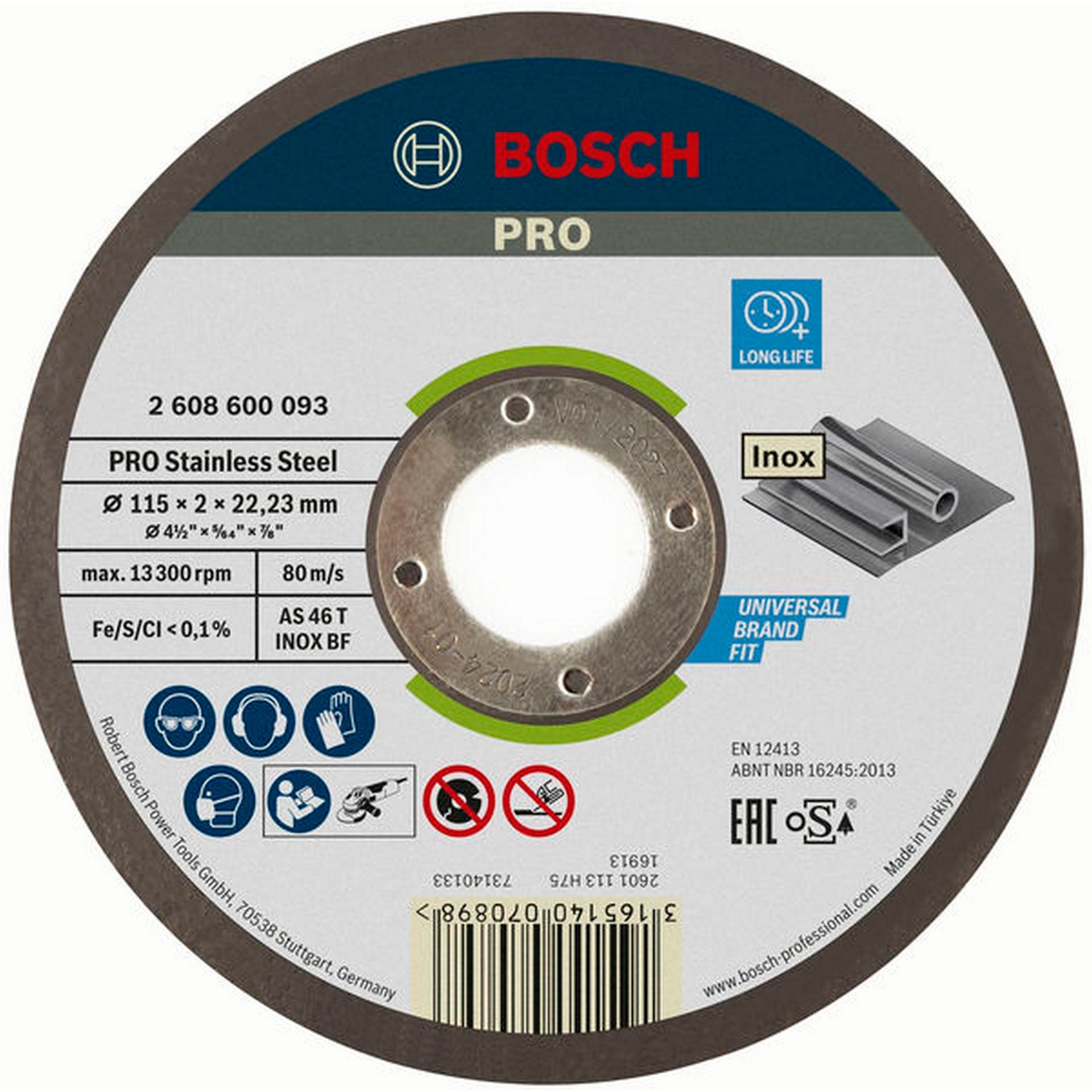 Bosch PRO Stainless Steel Trennscheibe, 115 x 2 x 22,23 mm #2608600093