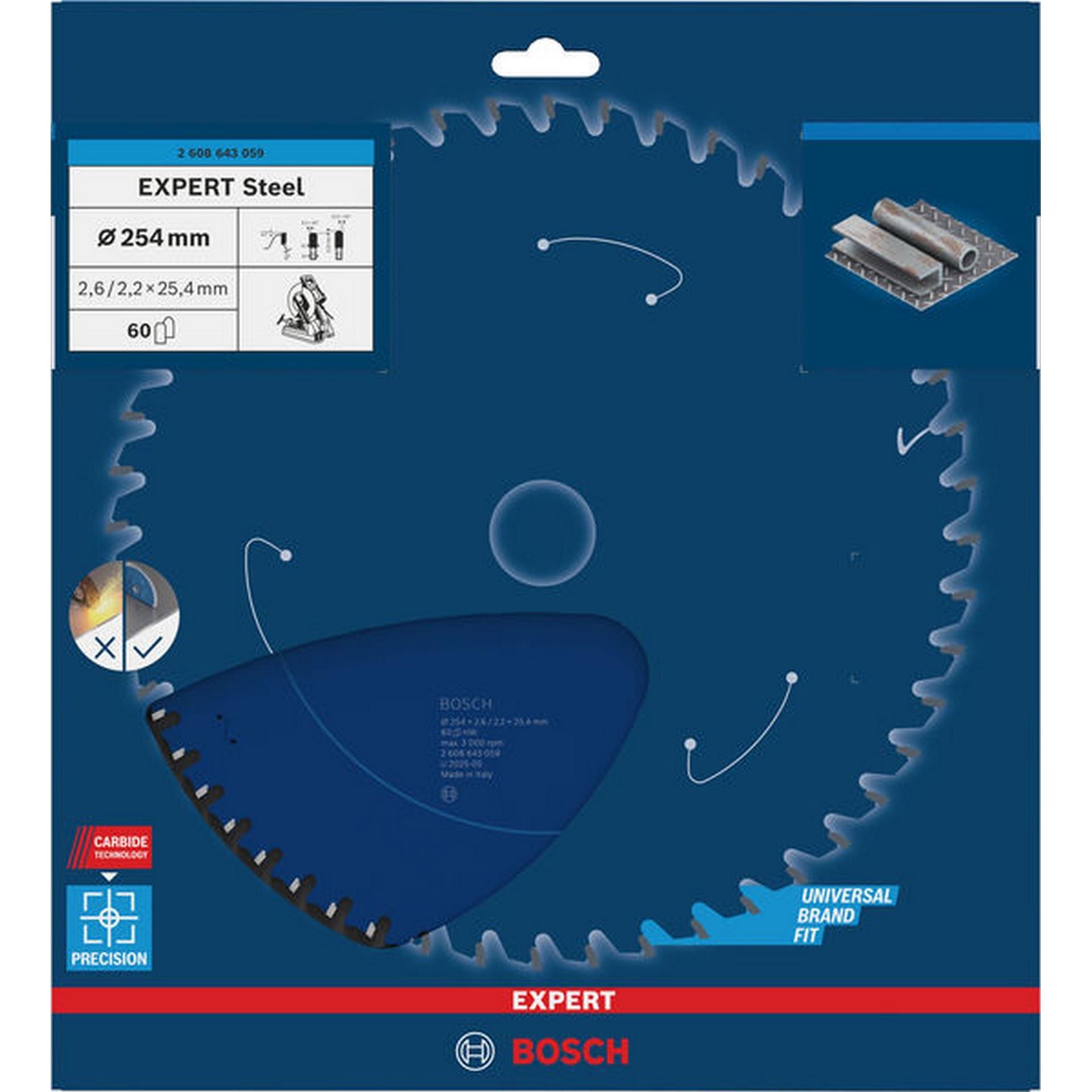 Bosch EXPERT Steel Kreissägeblatt, 254x2,6/2,2x25,4 mm, Z60 #2608643059