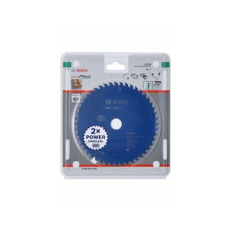 Bosch Kreissägeblatt für Akkusägen Expert for Wood, 160 x 1,5/1 x 20, 48 Zähne #2608644505
