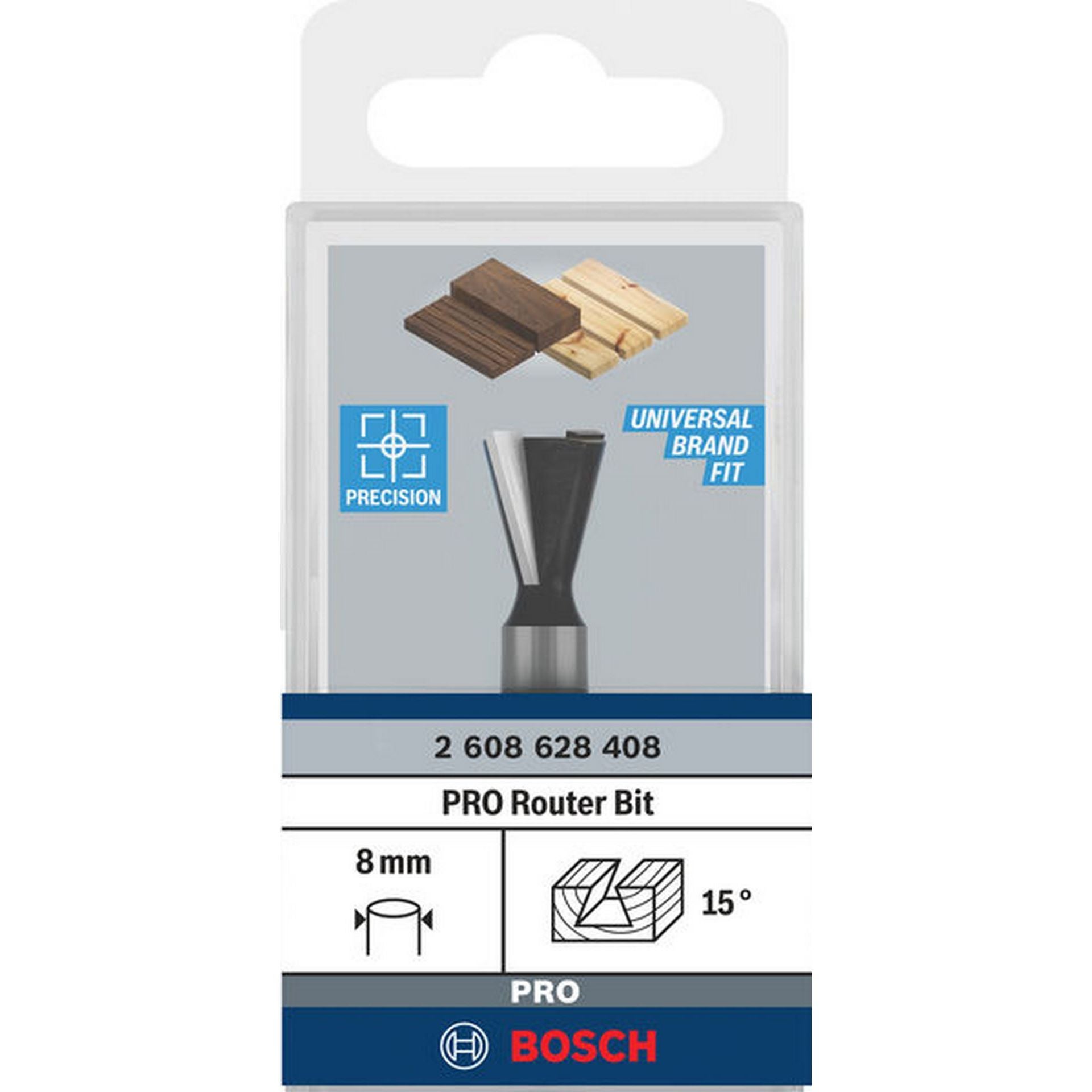 Bosch PRO Zinkenfräser, W 15°, S 8 mm #2608628408