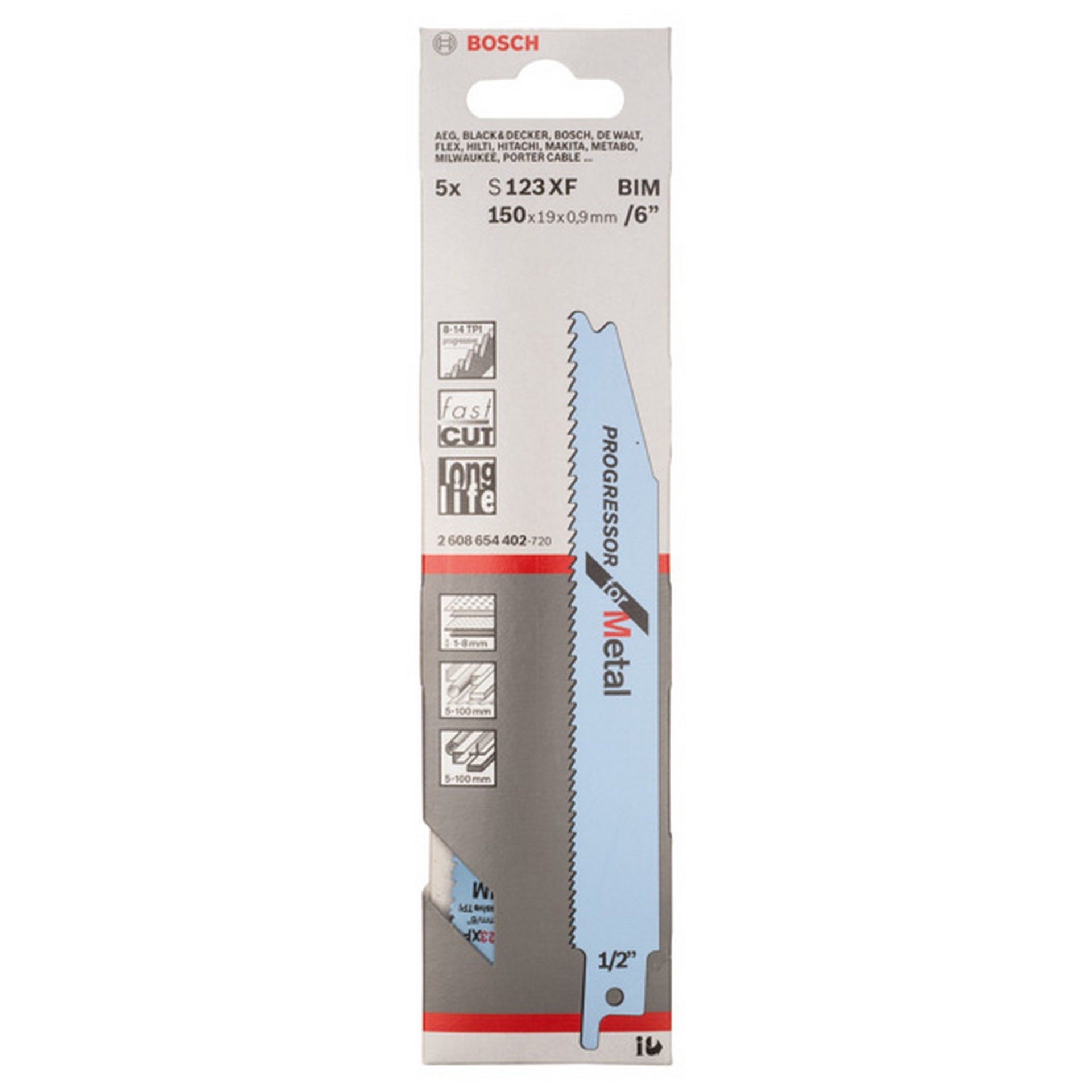 Bosch Säbelsägeblatt S 123 XF Progressor for Metal, 5er-Pack #2608654402