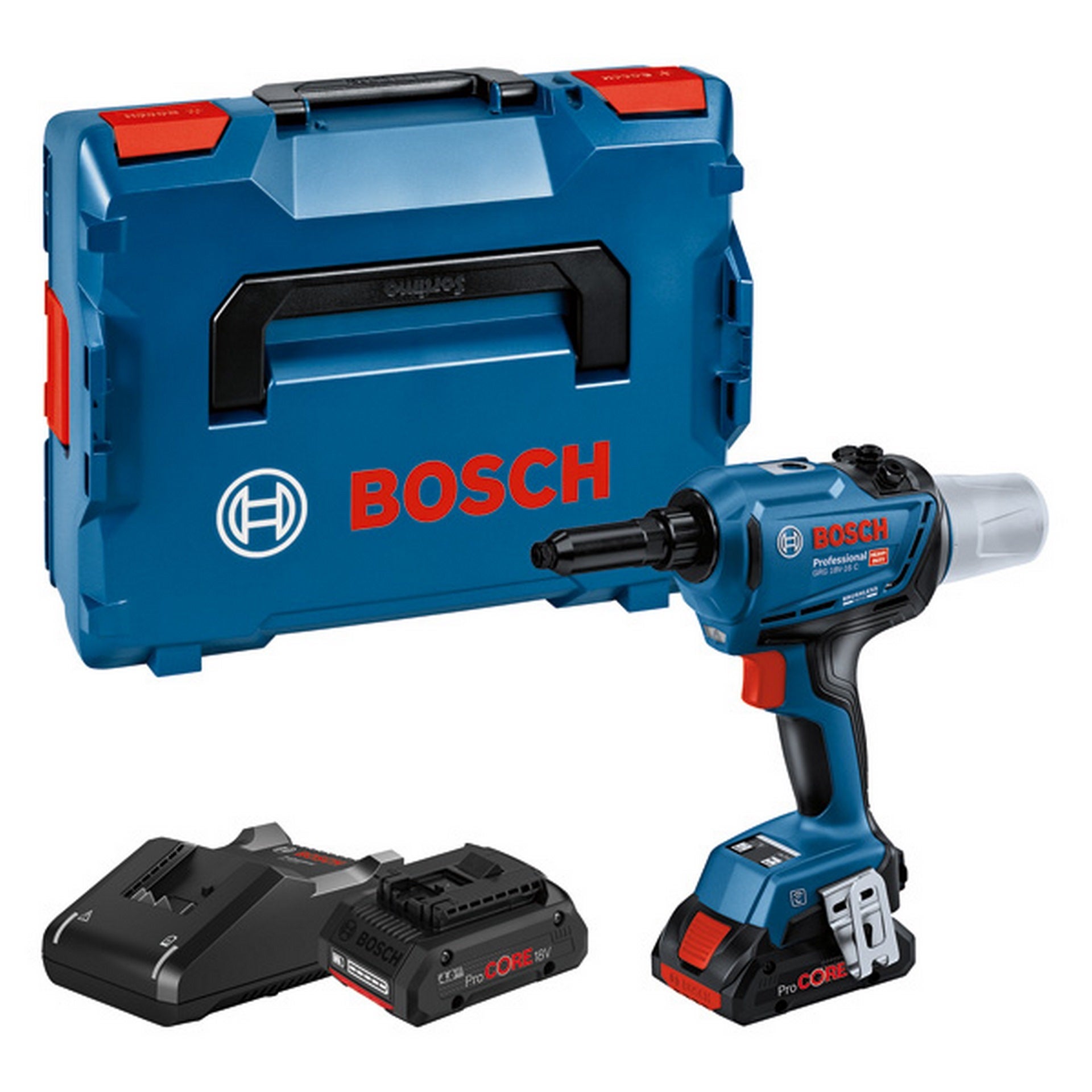 Bosch Akku-Nietpistole GRG 18V-16 C: 2 Akkus ProCORE18V 4,0Ah, L-BOXX #06019K5001