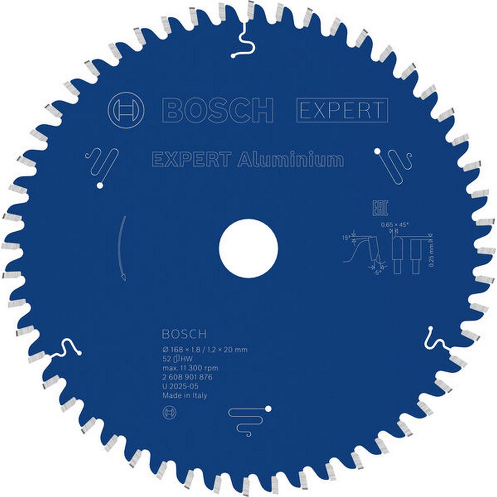 Bosch EXPERT Aluminium Kreissägeblatt, 168x1,8/1,2x20 mm, Z52 #2608901876