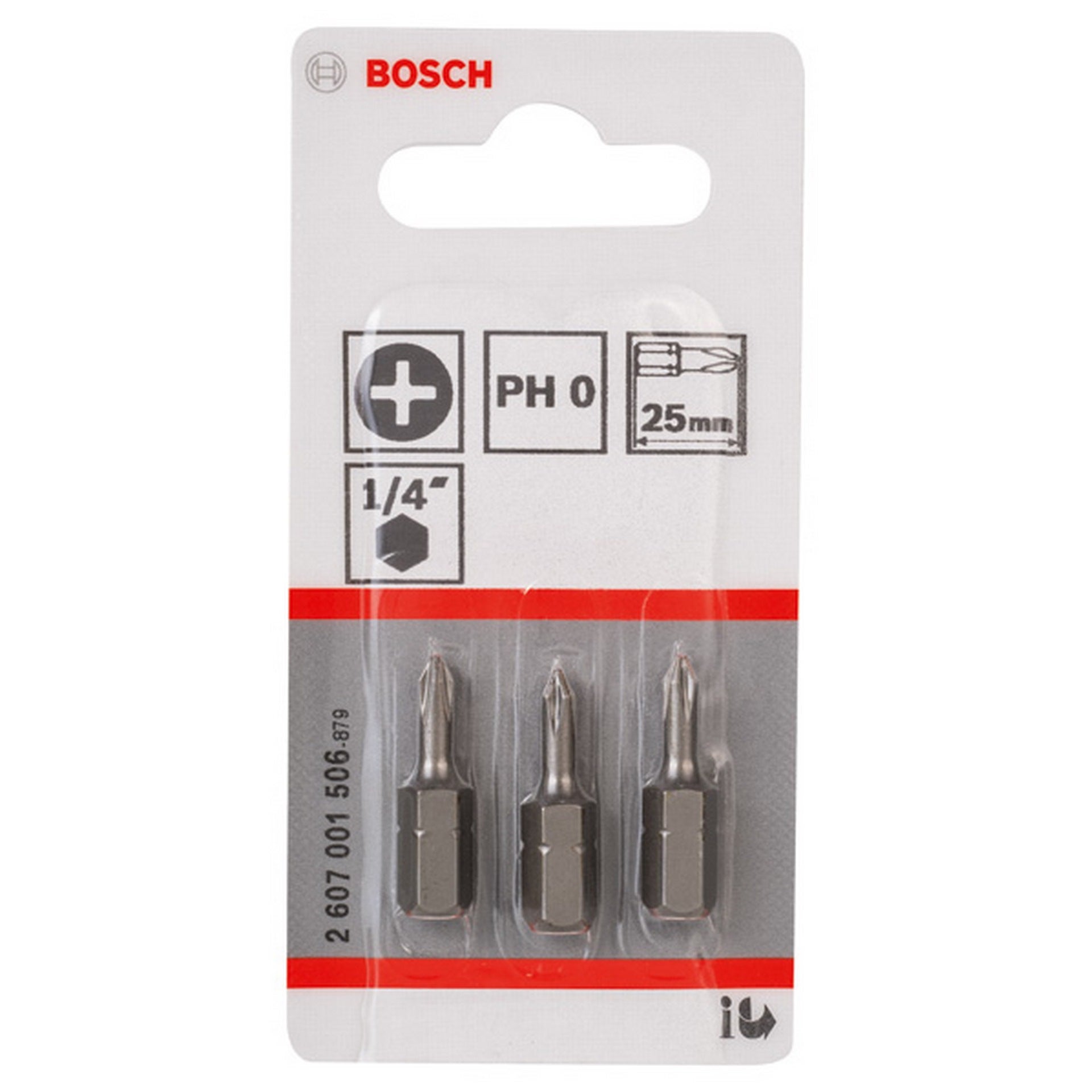 Bosch Schrauberbit Extra-Hart PH 0, 25 mm, 3er-Pack #2607001506