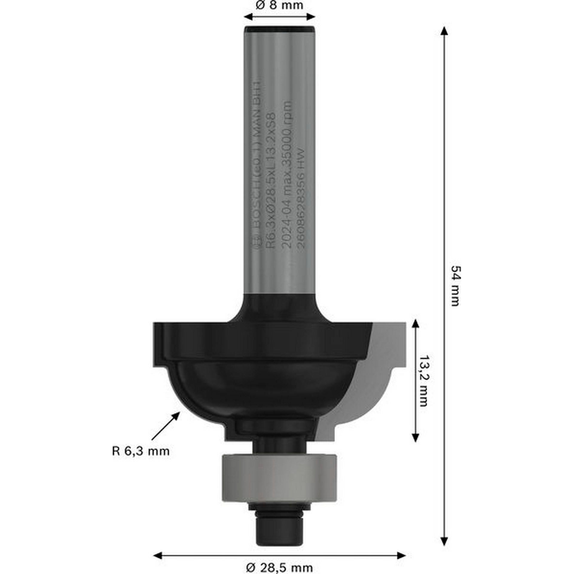 Bosch PRO Profilfräser klassisch, R 6,3 mm, S 8 mm #2608628356