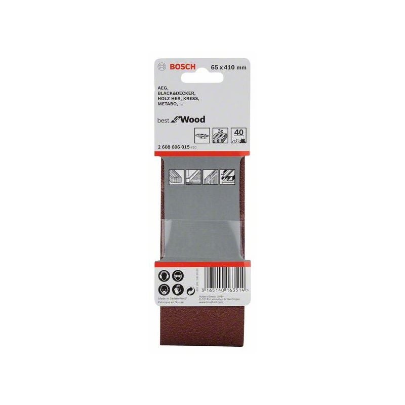 Bosch PRO X440 Schleifband, 65 x 410 mm, G40, 3-tlg. #2608606015