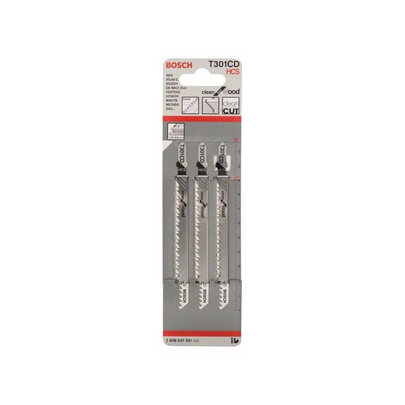 Bosch Stichsägeblatt T 301 CD Clean for Wood, 3er-Pack #2608637591