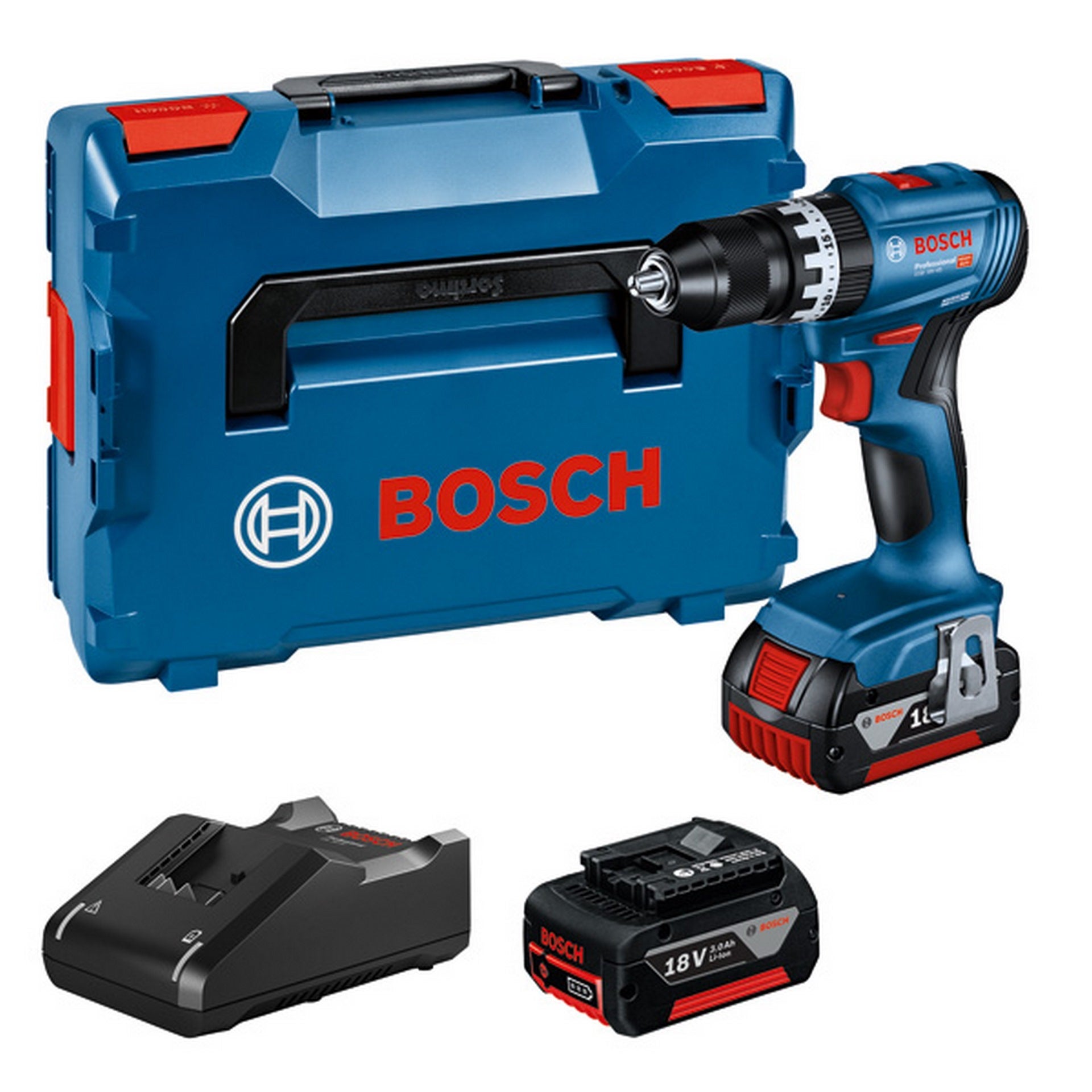 Bosch Akku-Schlagbohrschauber GSB 18V-45, 2 x Akku GBA 18V 3.0Ah in L-BOXX #06019K3305