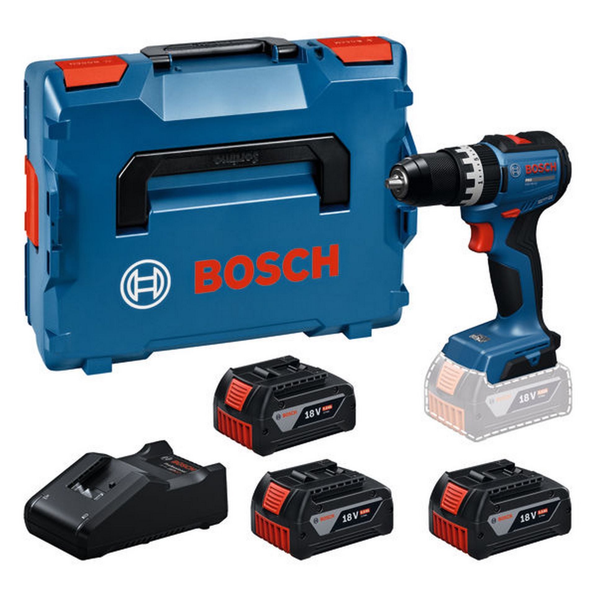 Bosch Akku-Schlagbohrschrauber GSB18V-52, 3 x Akku GBA 18V 5.0Ah in L-BOXX #06019S0128