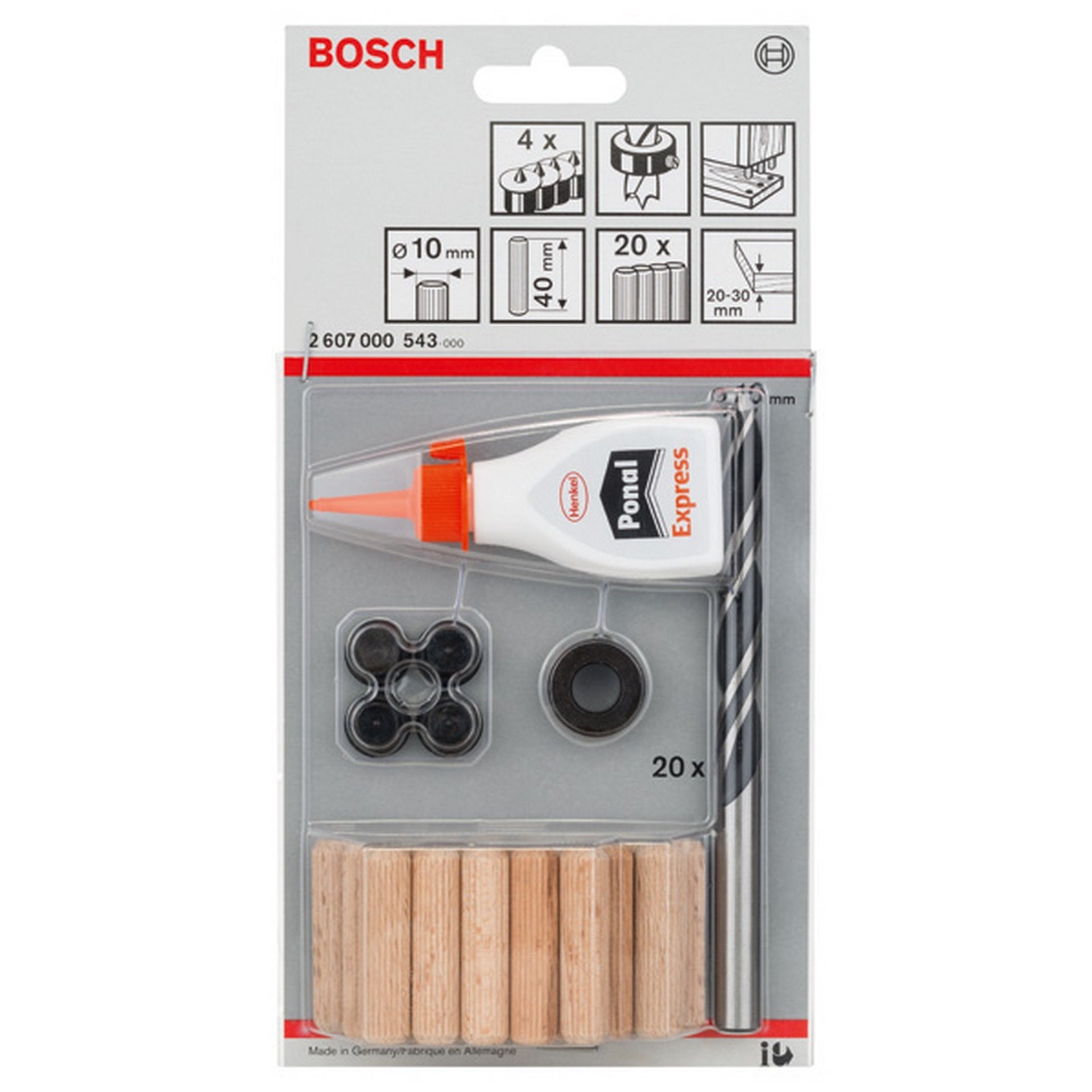 Bosch 27-tlg. Holzdübel-Set, 10 mm #2607000543
