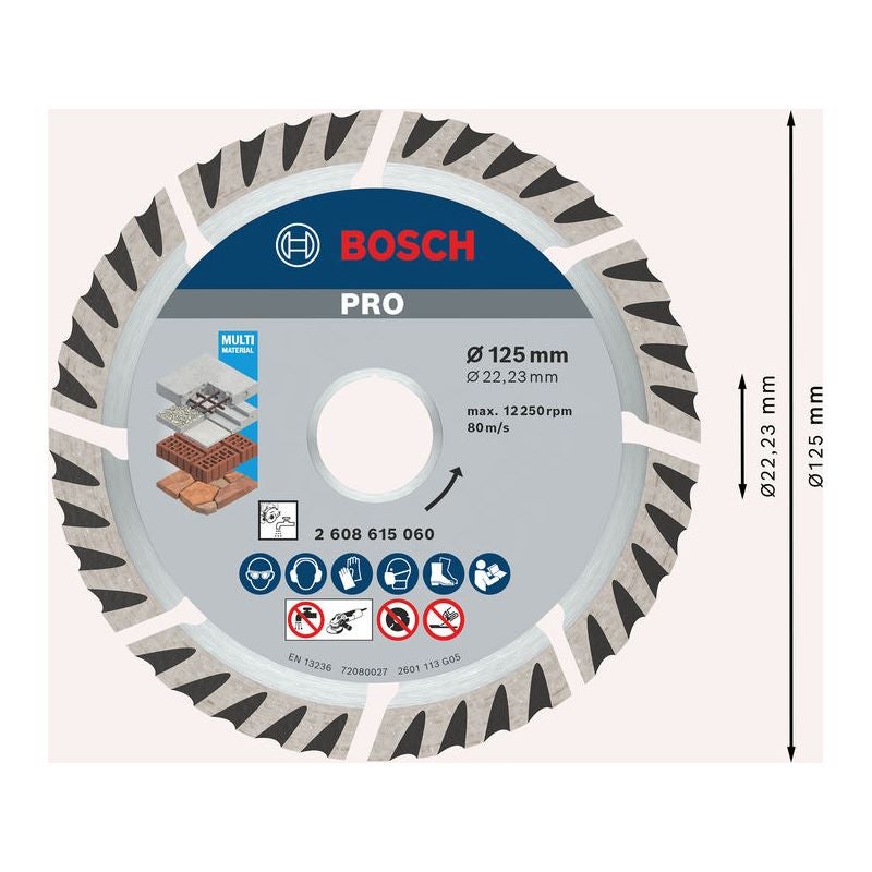 Bosch PRO Multi Material Diamanttrennscheibe, 125 x 22,23 mm, 10-tlg. #2608615060