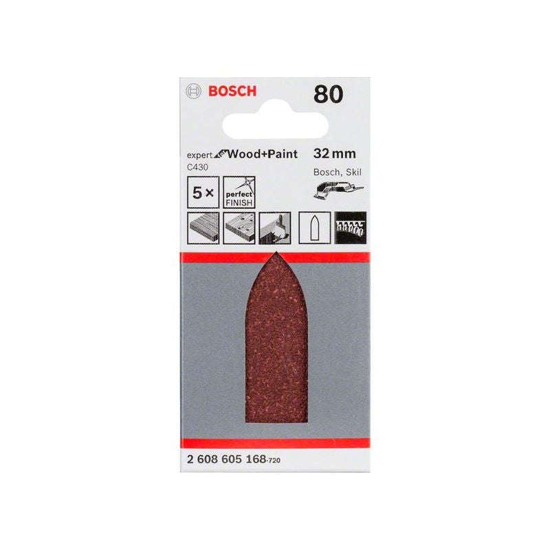 Bosch Schleifblatt C430, 32 mm, 80, ungelocht, 5er-Pack #2608605168