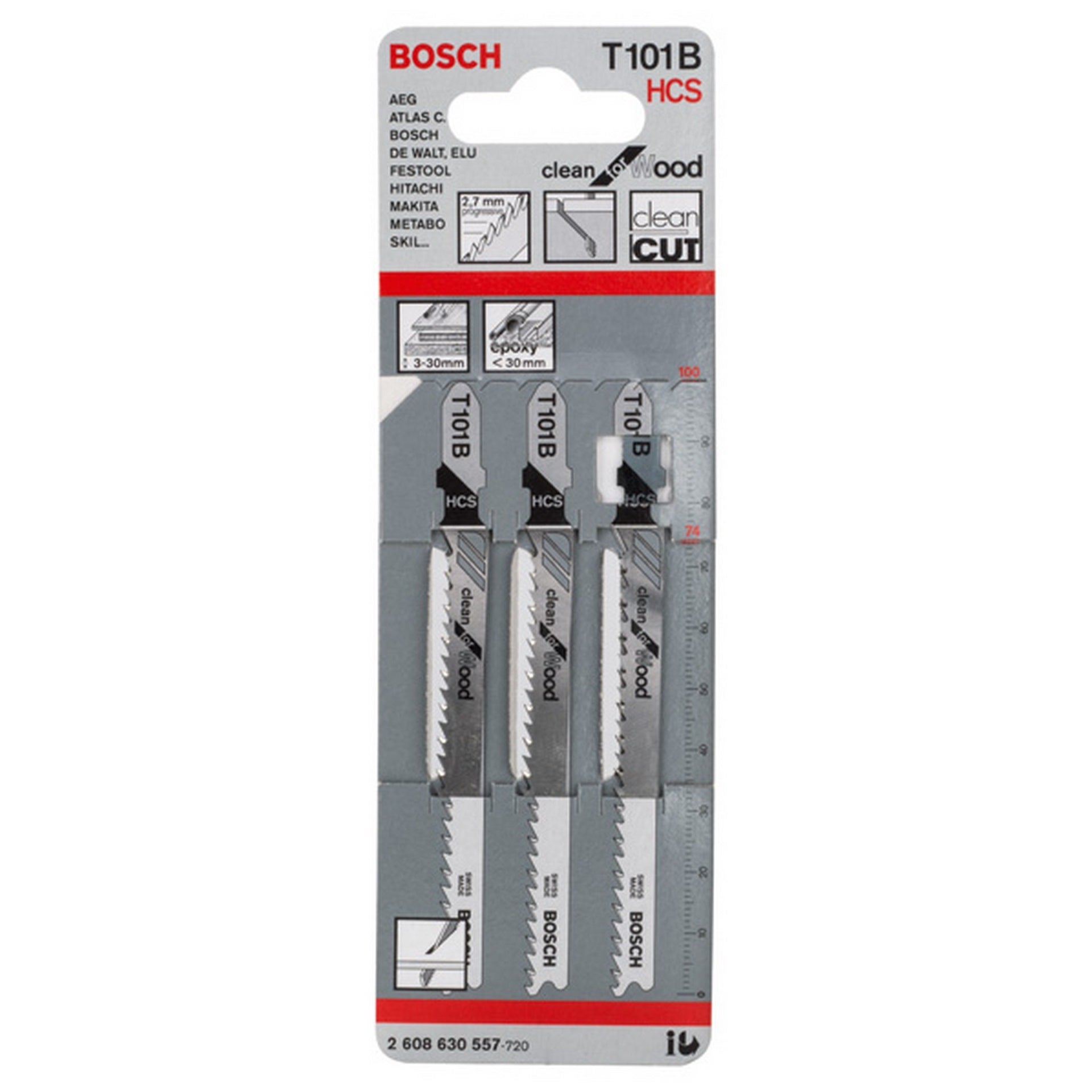 Bosch Stichsägeblatt T 101 B Clean for Wood, 3er-Pack #2608630557
