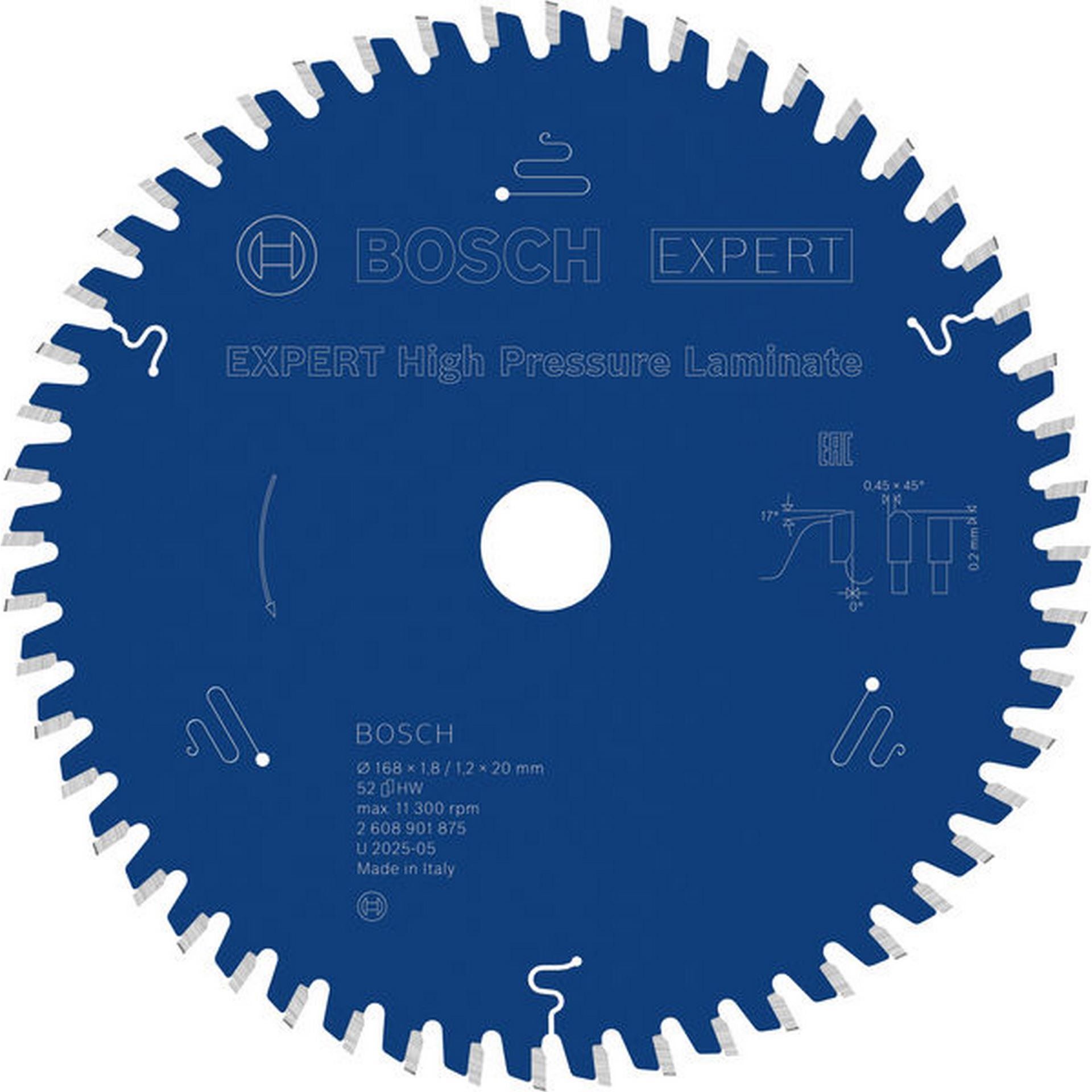 Bosch EXPERT High Pressure Laminate Kreissägeblatt, 168x1,8/1,2x20 mm, Z52 #2608901875