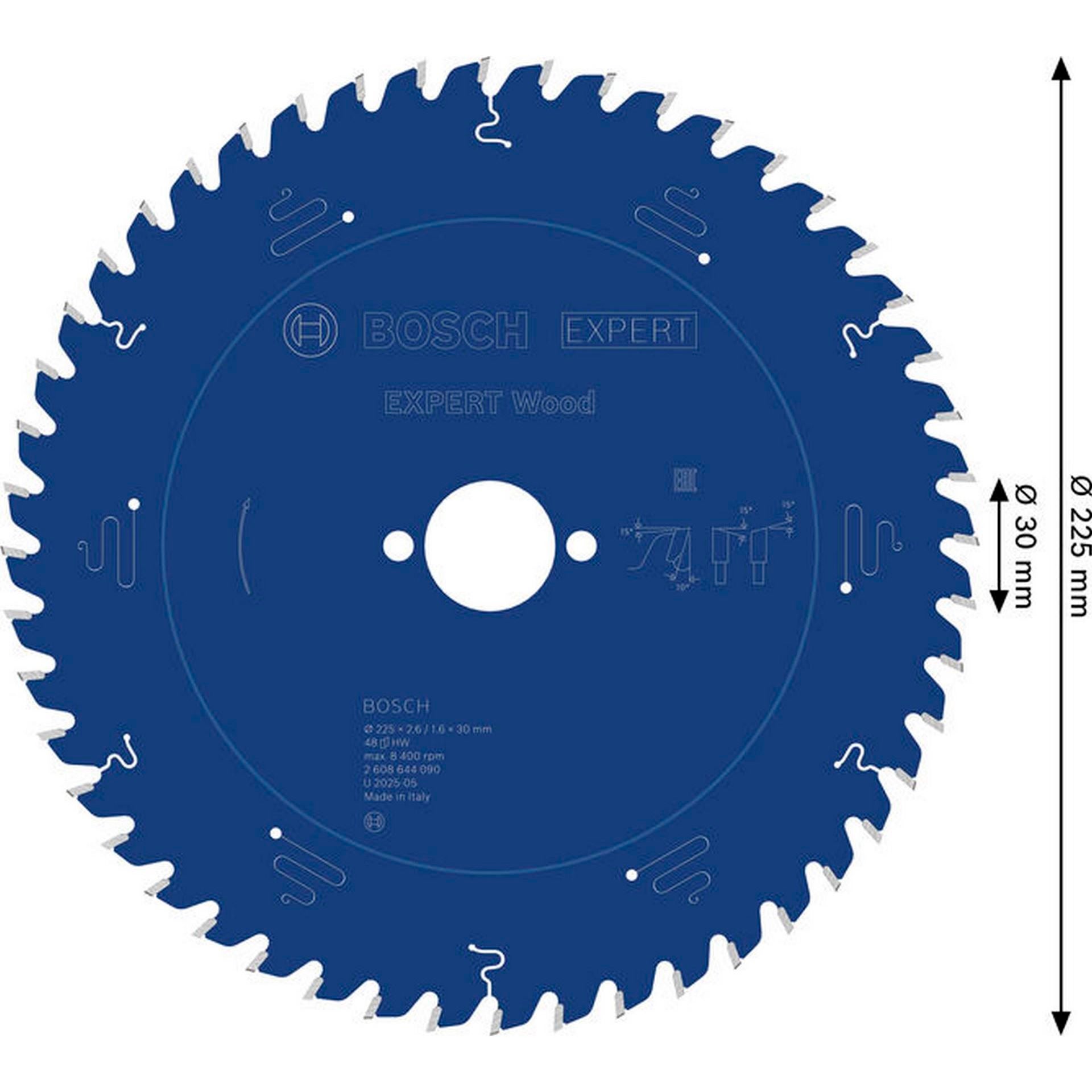 Bosch EXPERT Wood Kreissägeblatt, 225x2,6/1,6x30 mm, Z48 #2608644090