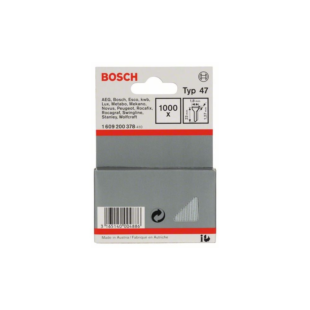 Bosch Tackernagel Typ 47, 1,8 x 1,27 x 23 mm, 1000er-Pack #1609200378