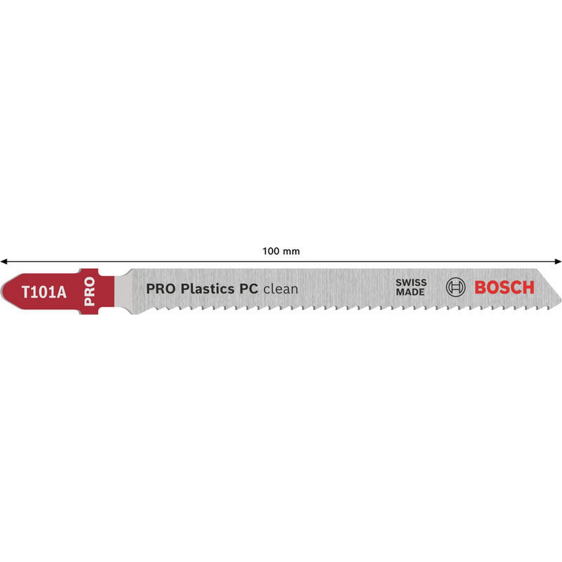 Bosch PRO Plastics PC clean T101A Stichsägeblatt, 100 mm, 5-tlg. #2608631010