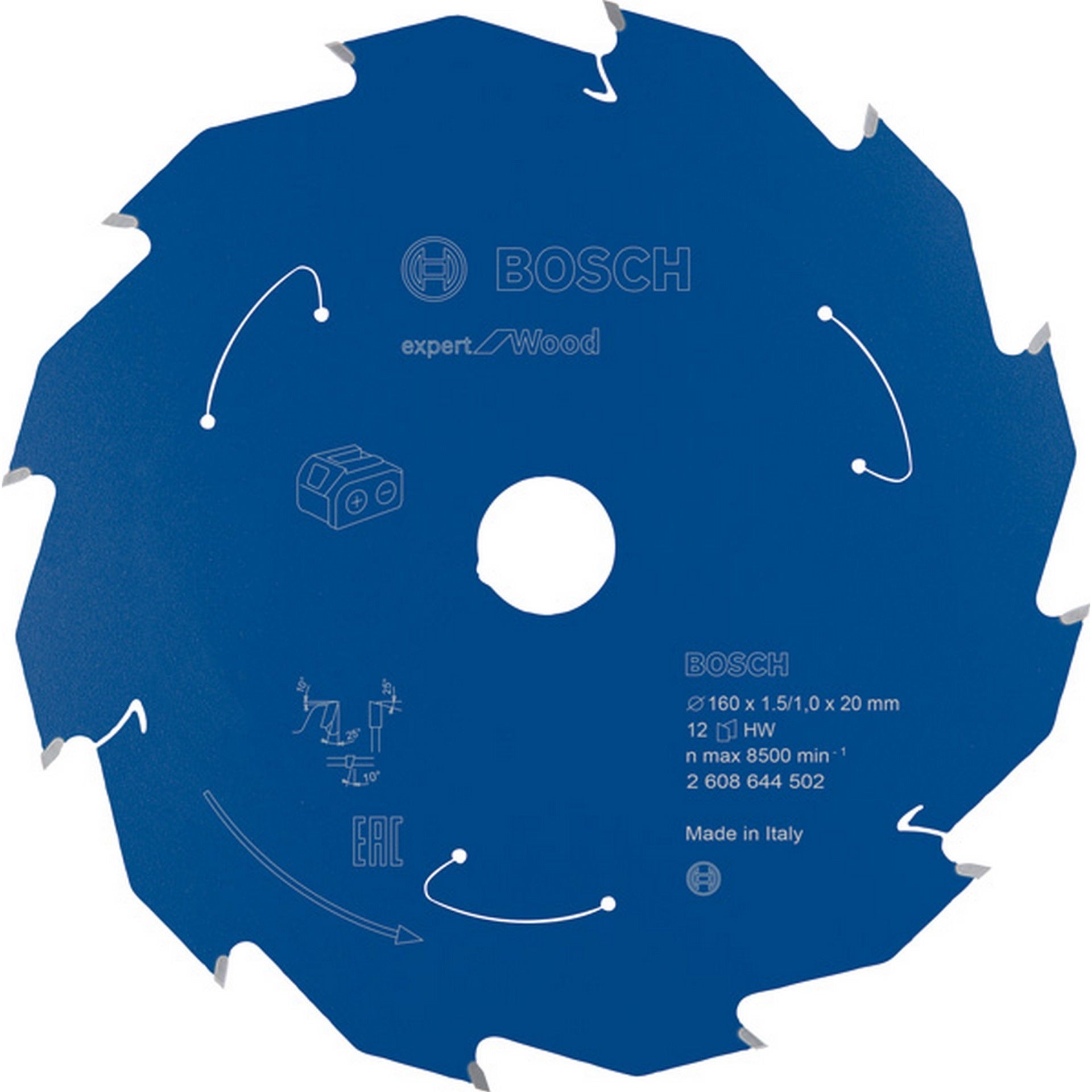 Bosch Kreissägeblatt für Akkusägen Expert for Wood, 160 x 1,5/1 x 20, 12 Zähne #2608644502