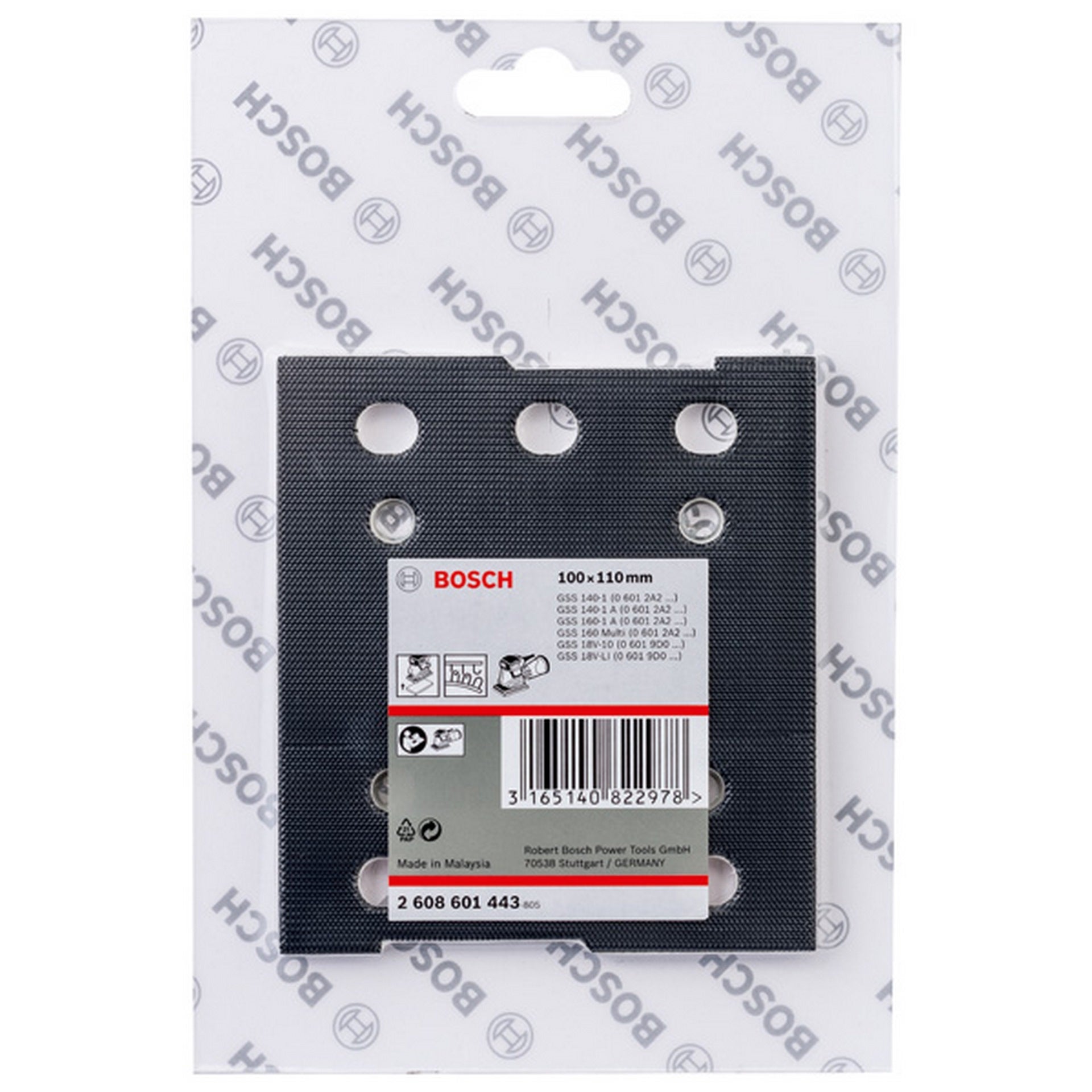 Bosch PRO Schleifplatte, Klettverschluss, 100 x 110 mm #2608601443