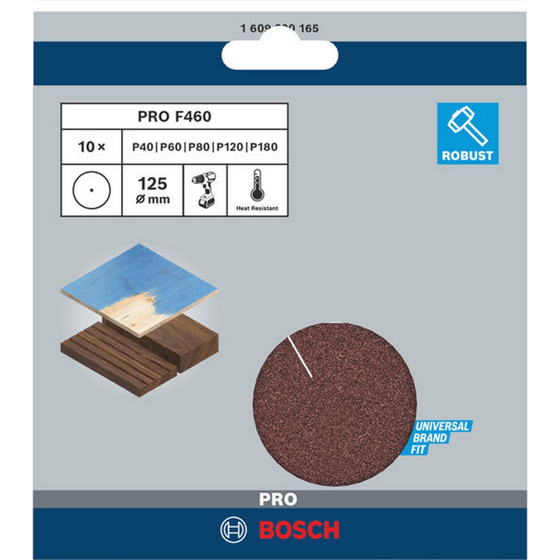 Bosch PRO F460 Schleifblatt Set, 125 mm, G40, G60, G80, G120, G180, 10-tlg. #1609200165
