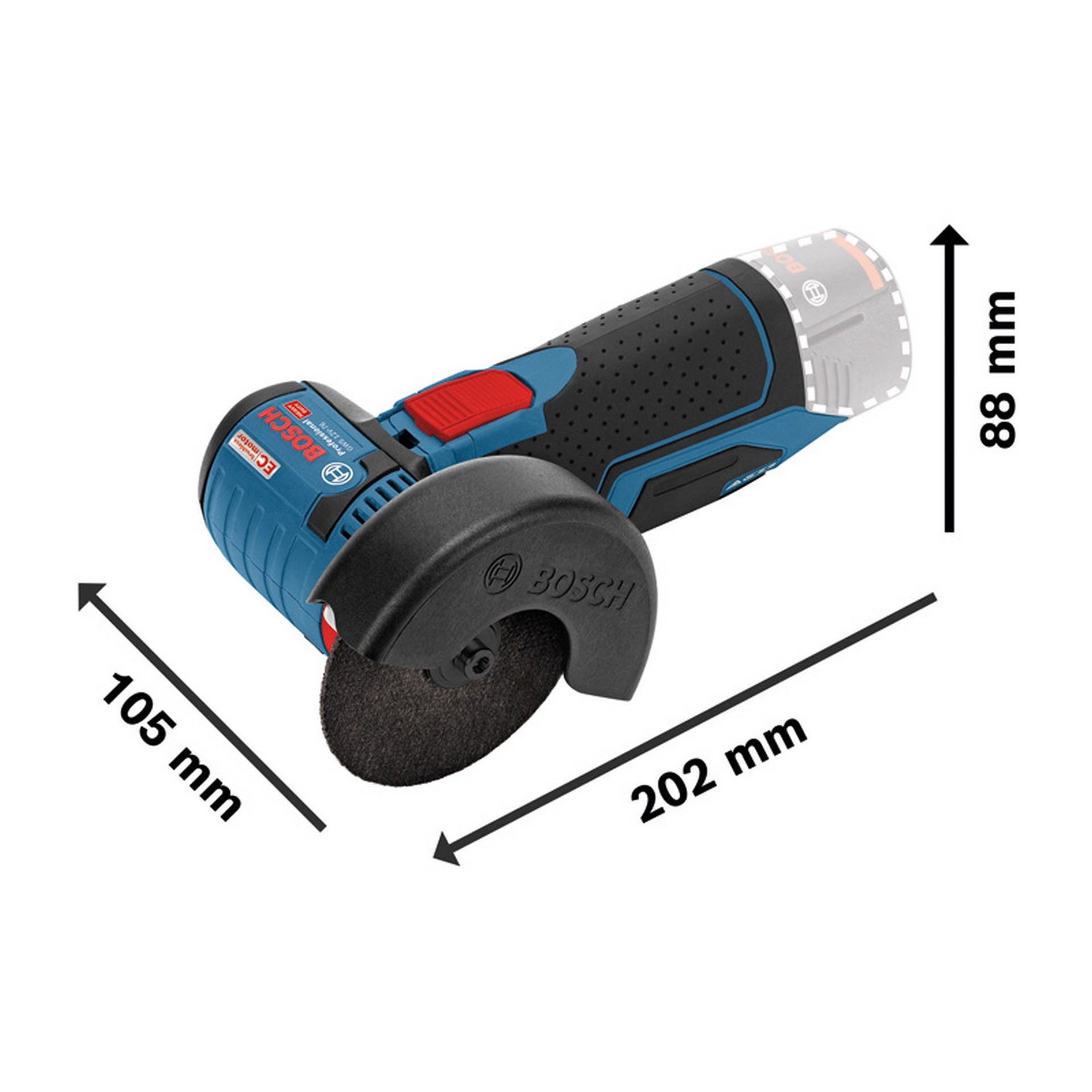 Bosch Akku-Winkelschleifer GWS 12V-76, 2 x Akku GBA 12V 2.0Ah #06019F200C