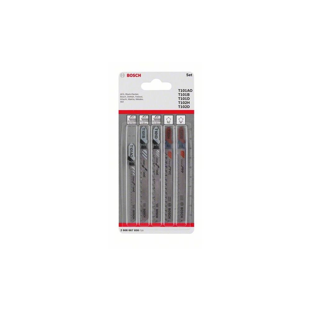 Bosch 5-tlg. Stichsägeblatt-Set Wood and Plastics, T-Schaft #2608667858