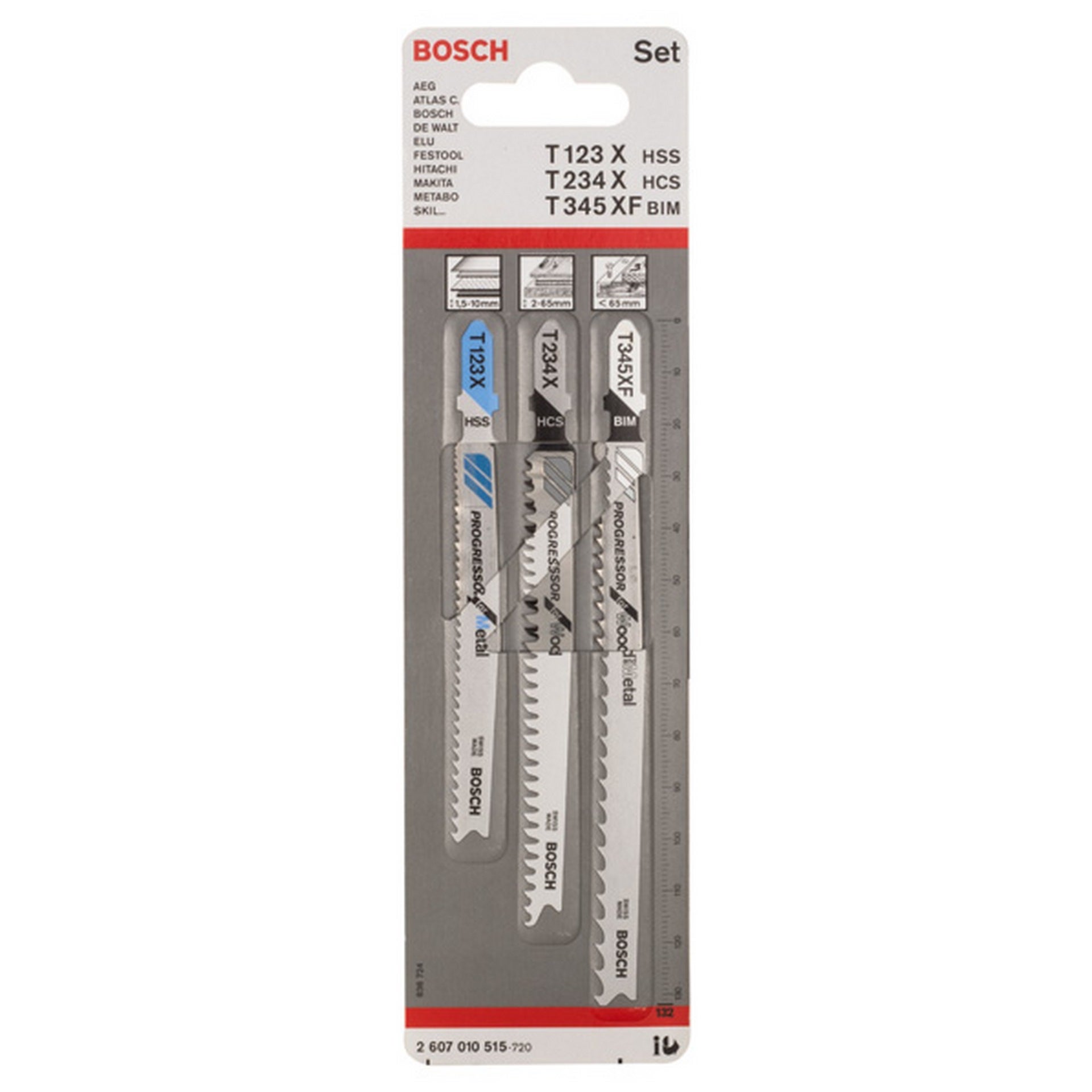 Bosch 3-tlg. Stichsägeblatt-Set, T-Schaft, Progressor for Wood and Metal #2607010515