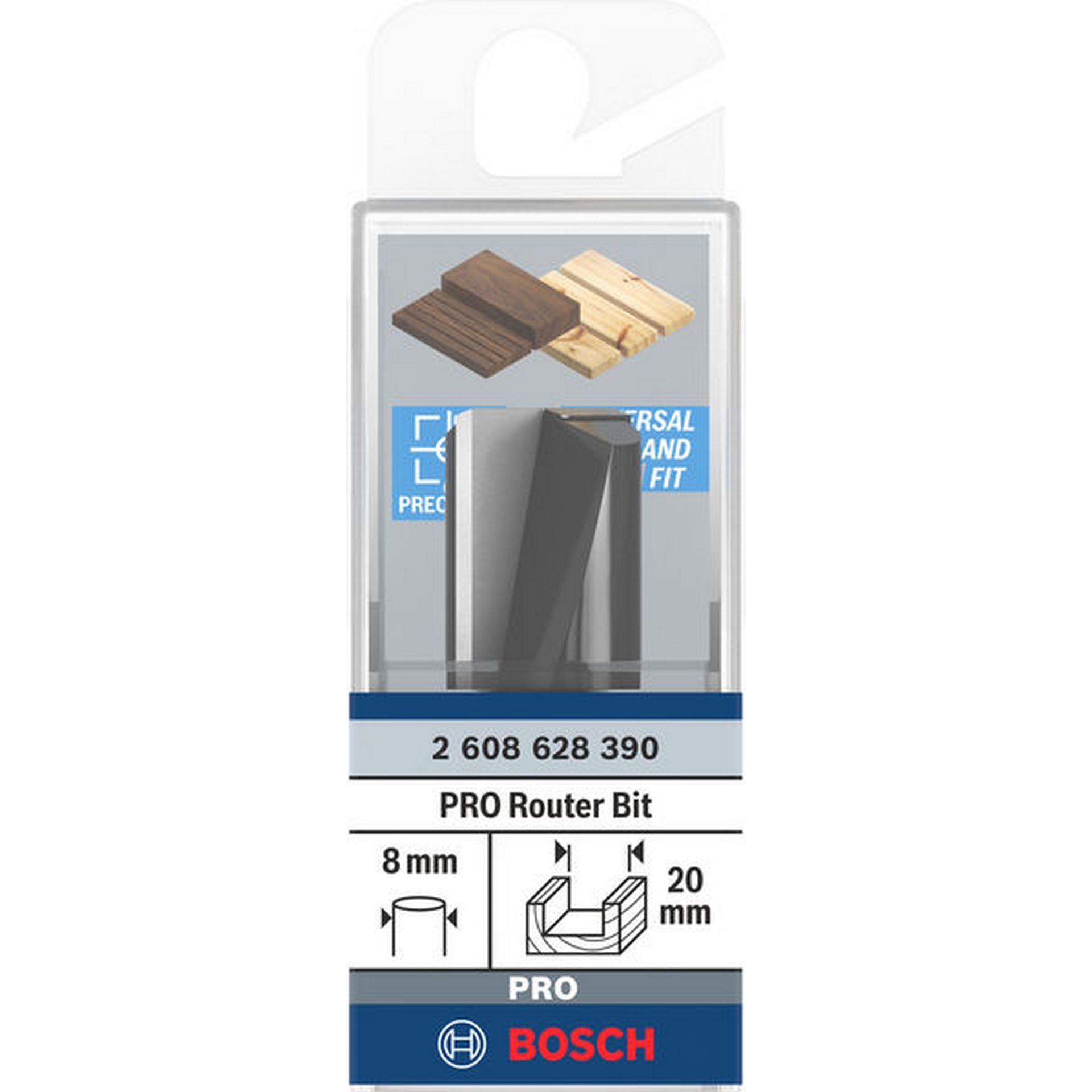 Bosch PRO Nutfräser, zweischneidig, D 20 mm, L 24,6 mm, S 8 mm #2608628390
