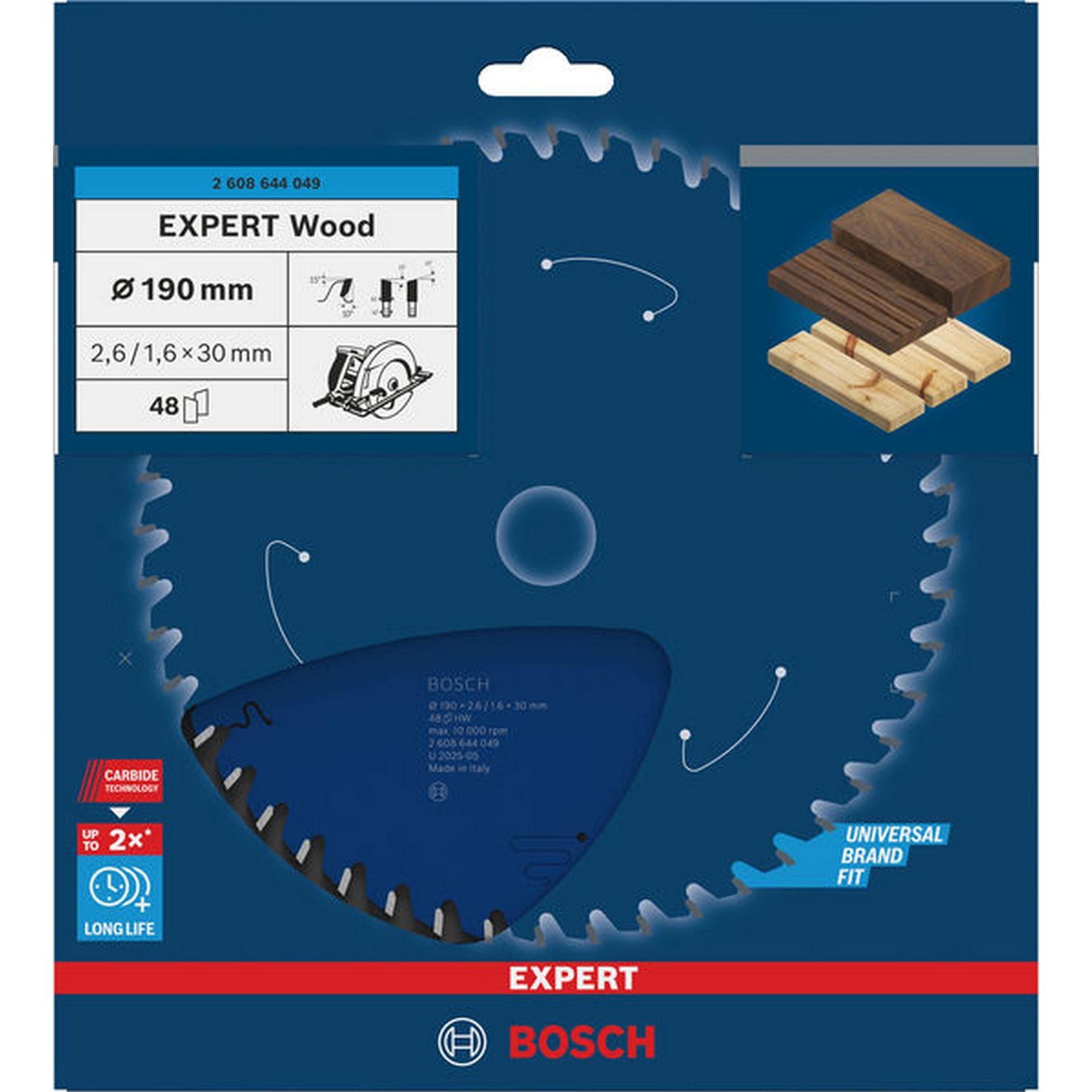 Bosch EXPERT Wood Kreissägeblatt, 190x2,6/1,6x30 mm, Z48 #2608644049