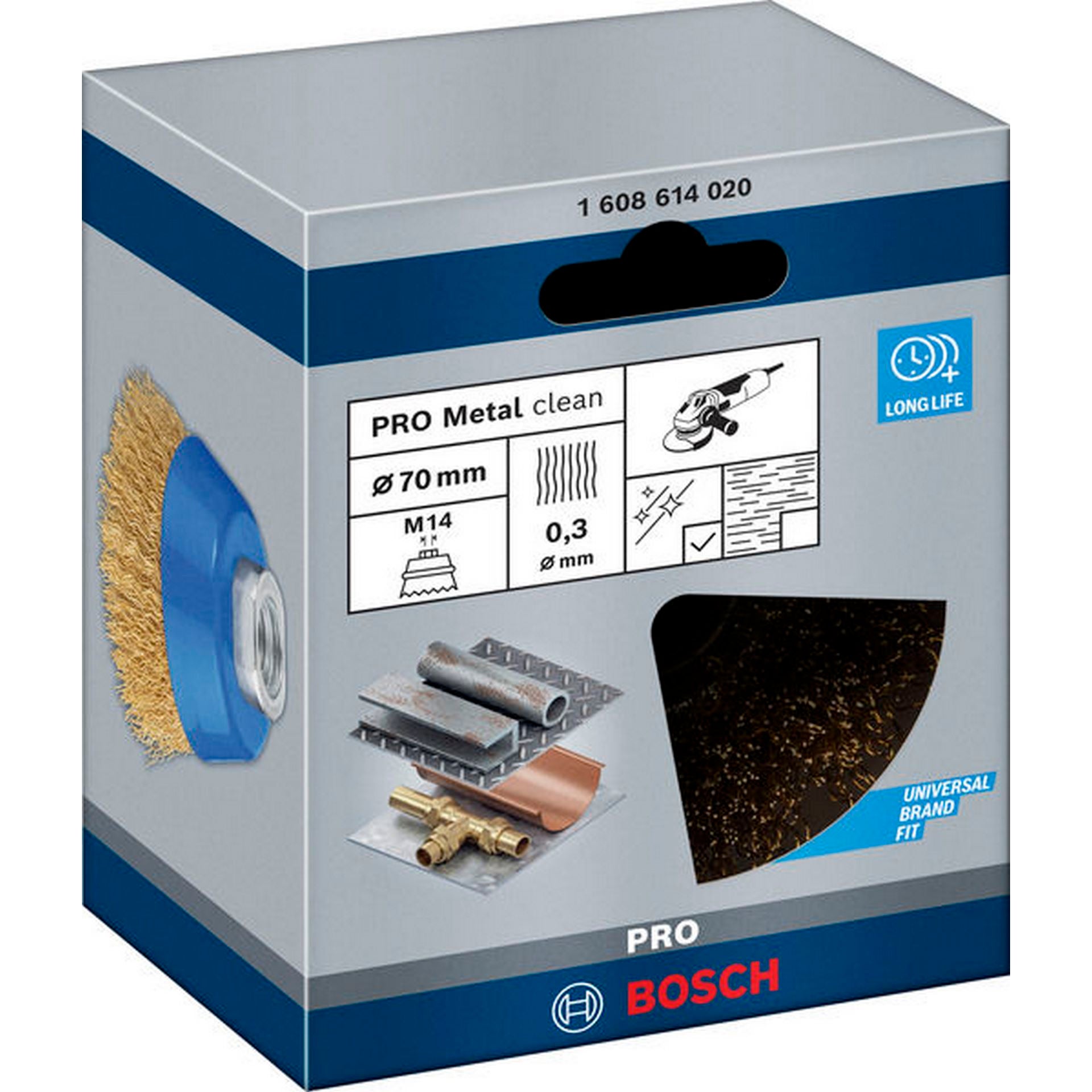 Bosch PRO Metal clean Topfbürste, 70 x 0,30 mm, Gewinde, vermessingt #1608614020