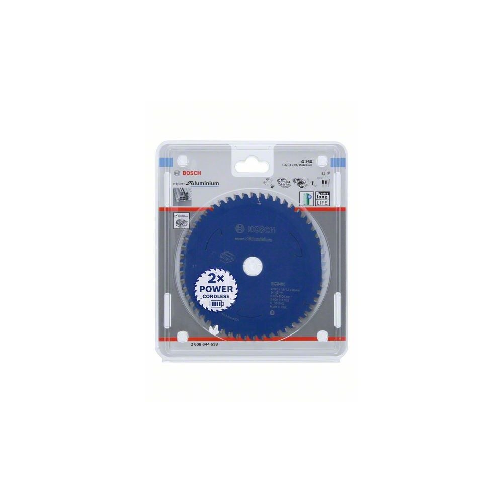 Bosch Kreissägeblatt für Akkusägen Expert for Aluminium, 160 x 1,8/1,3 x 20, 54 Zähne #2608644538