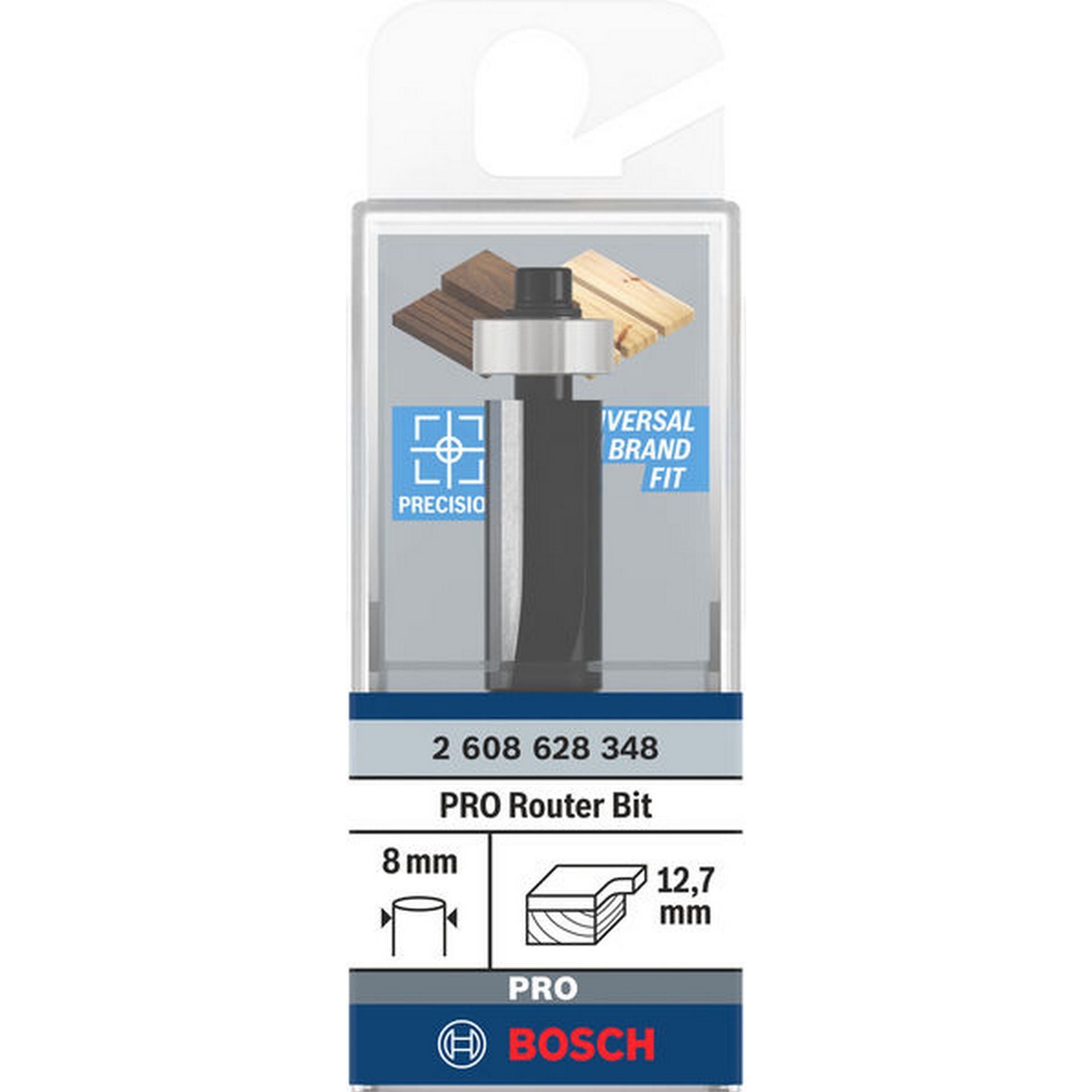 Bosch PRO Bündigfräser mit unterem Kugellager, D 12,7 mm,  L 25,4 mm, S 8 mm #2608628348