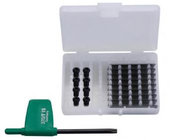 Lignatool Wendemesser 15° Service Set (10Stk./Pkt., zusätzlich 8 Stk. Messerschrauben und 1 Stk. Dre