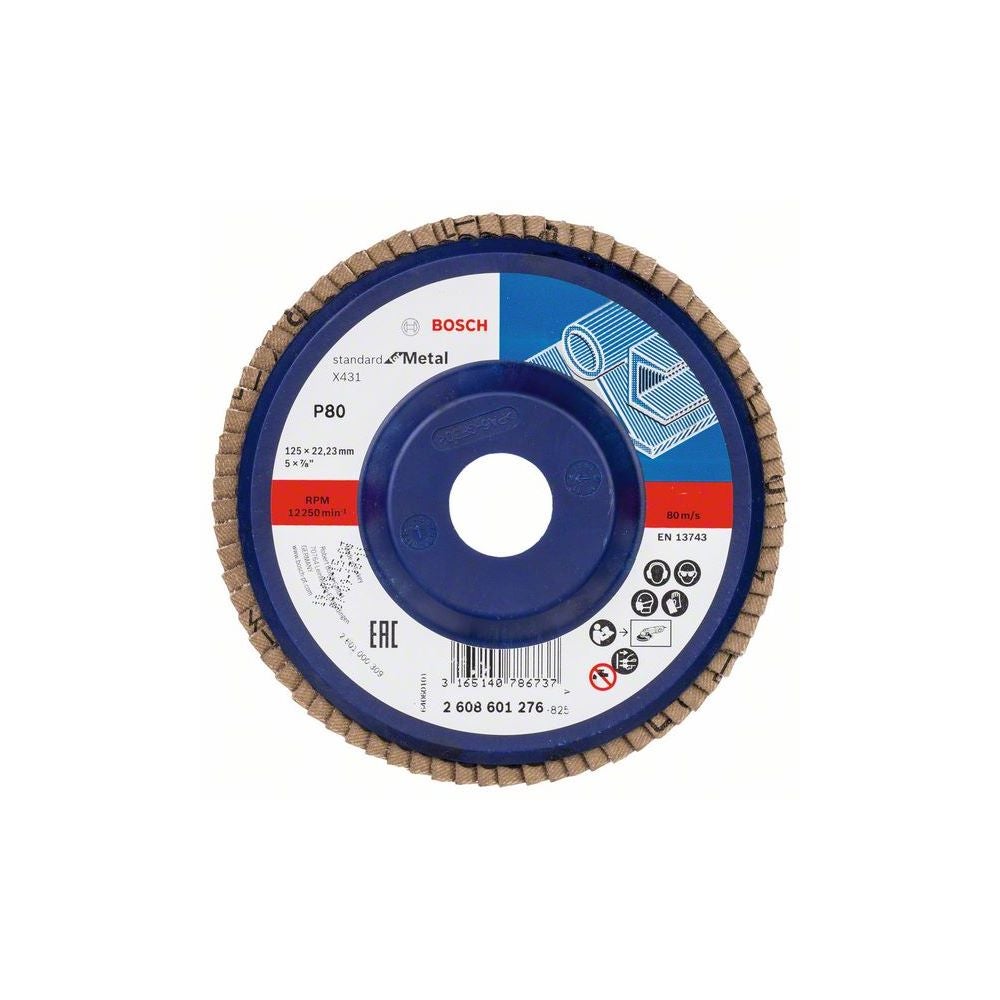 Bosch Fächerschleifscheibe X431 Standard for Metal, gerade, 125 mm, 80, Kunststoff #2608601276