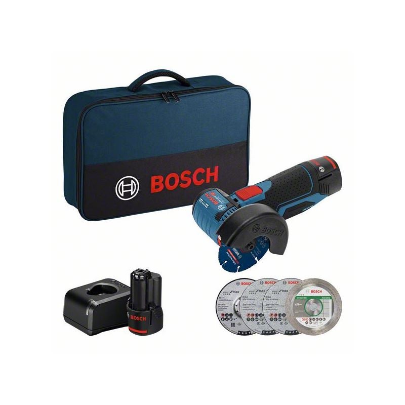 Bosch Akku-Winkelschleifer GWS 12V-76, 2 x Akku GBA 12V 2.0Ah #06019F200C