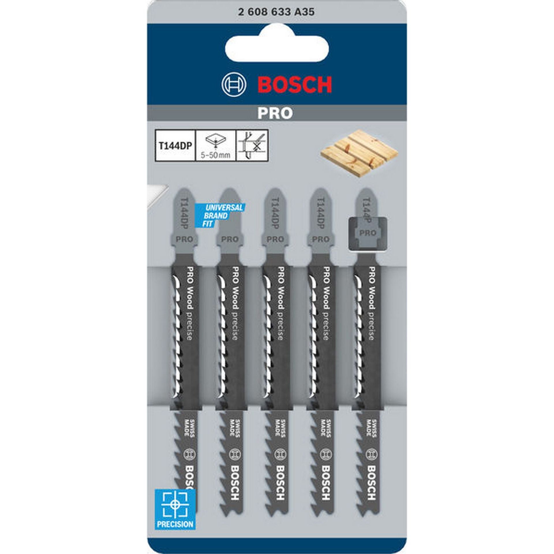 Bosch PRO Wood precise T144DP Stichsägeblatt, 100 mm, 5-tlg. #2608633A35
