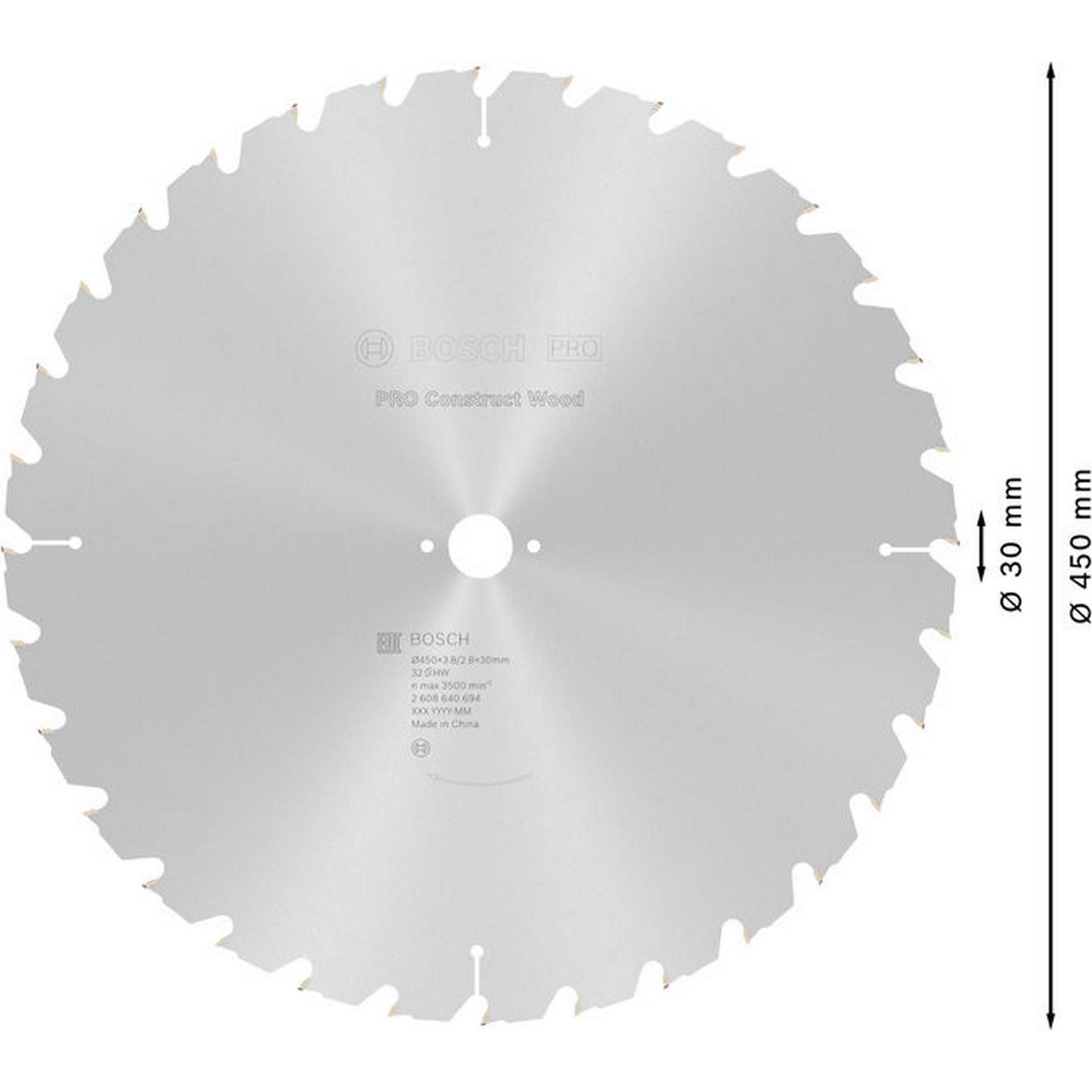 Bosch PRO Construct Wood Kreissägeblatt, 450 x 3,8 x 30 mm #2608640694
