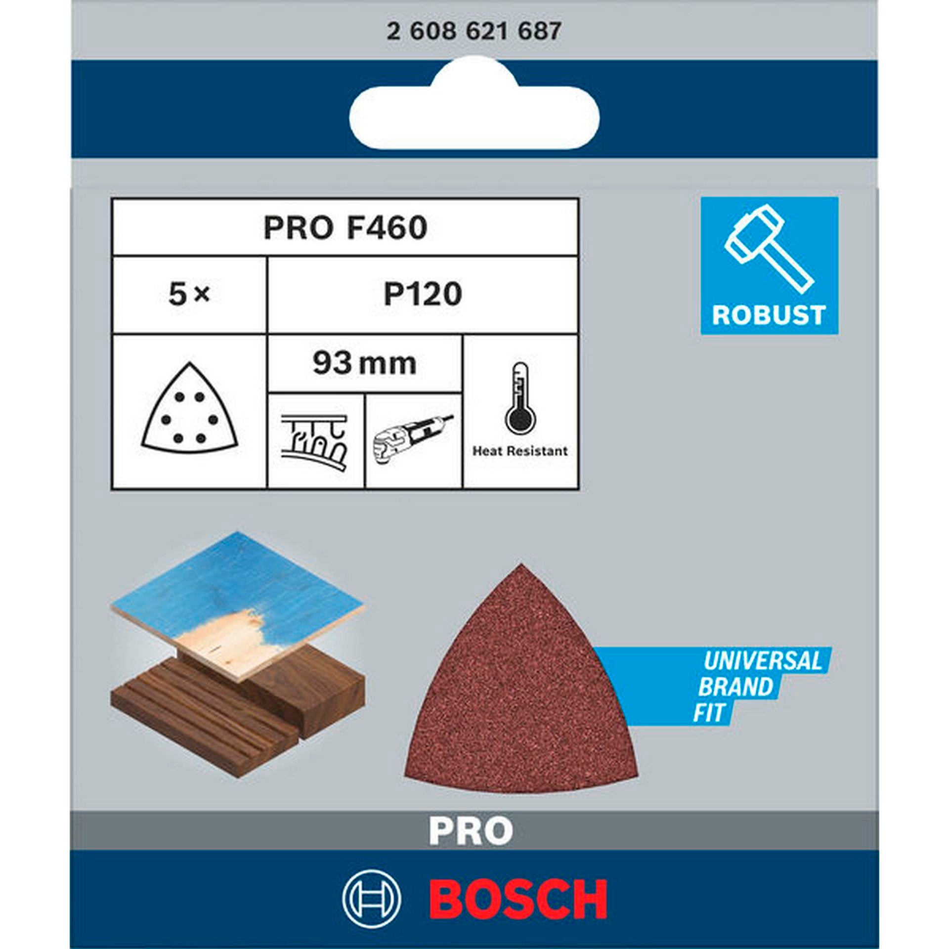 Bosch PRO F460 Schleifblatt, 93 x 93 mm; G120, 5-tlg. #2608621687