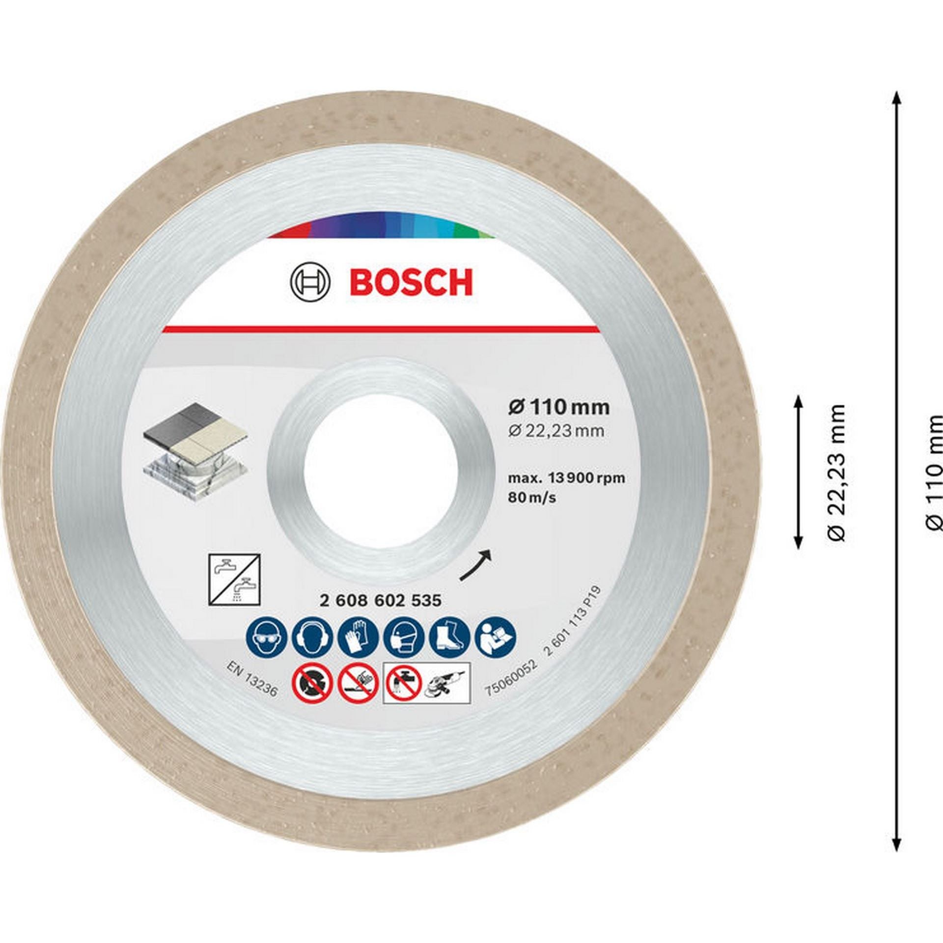 Bosch Ceramic Trennscheibe, 110 x 7,5 mm, Bohrung 22,23 mm #2608602535