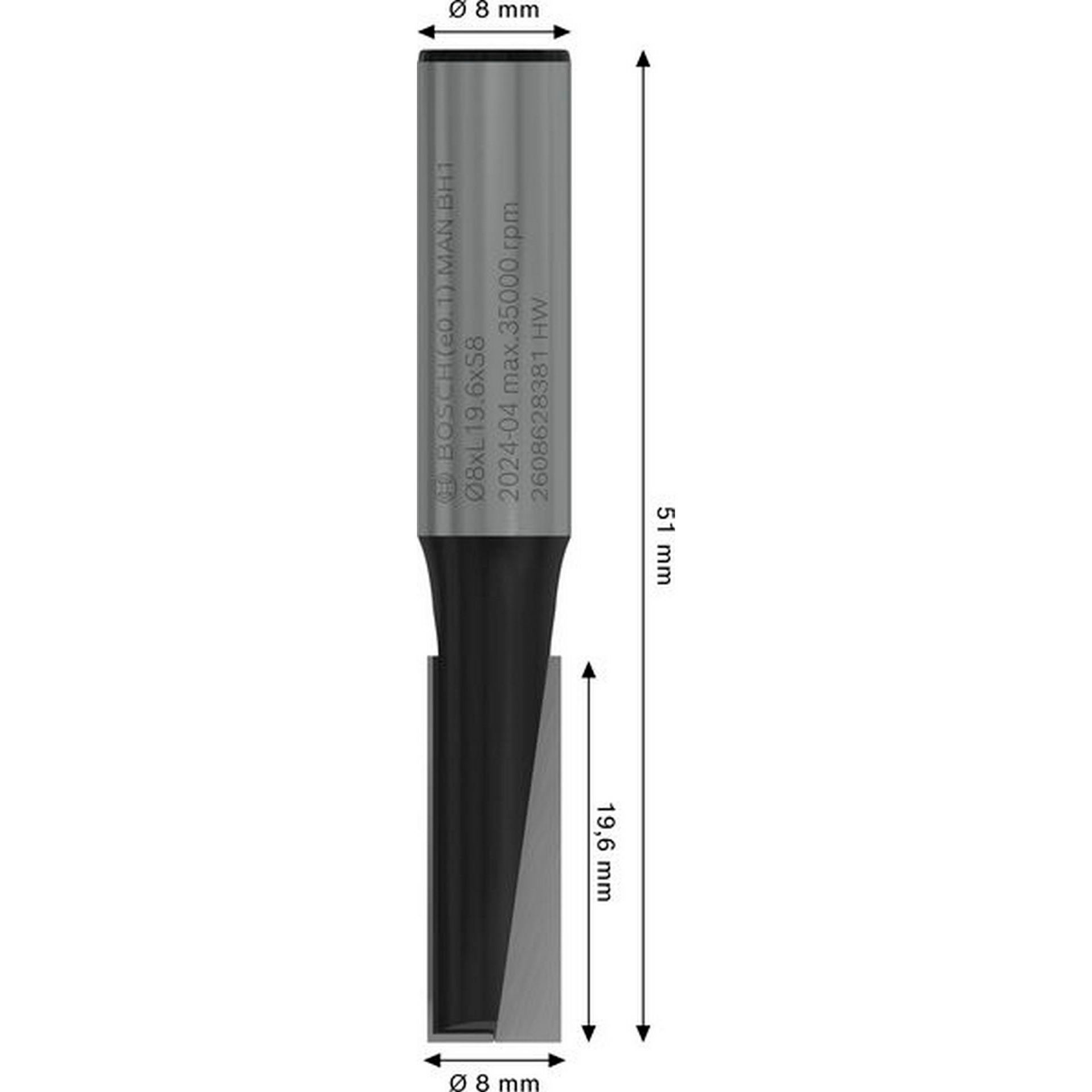 Bosch PRO Nutfräser, zweischneidig, D 8 mm, L 19,6 mm, S 8 mm #2608628381