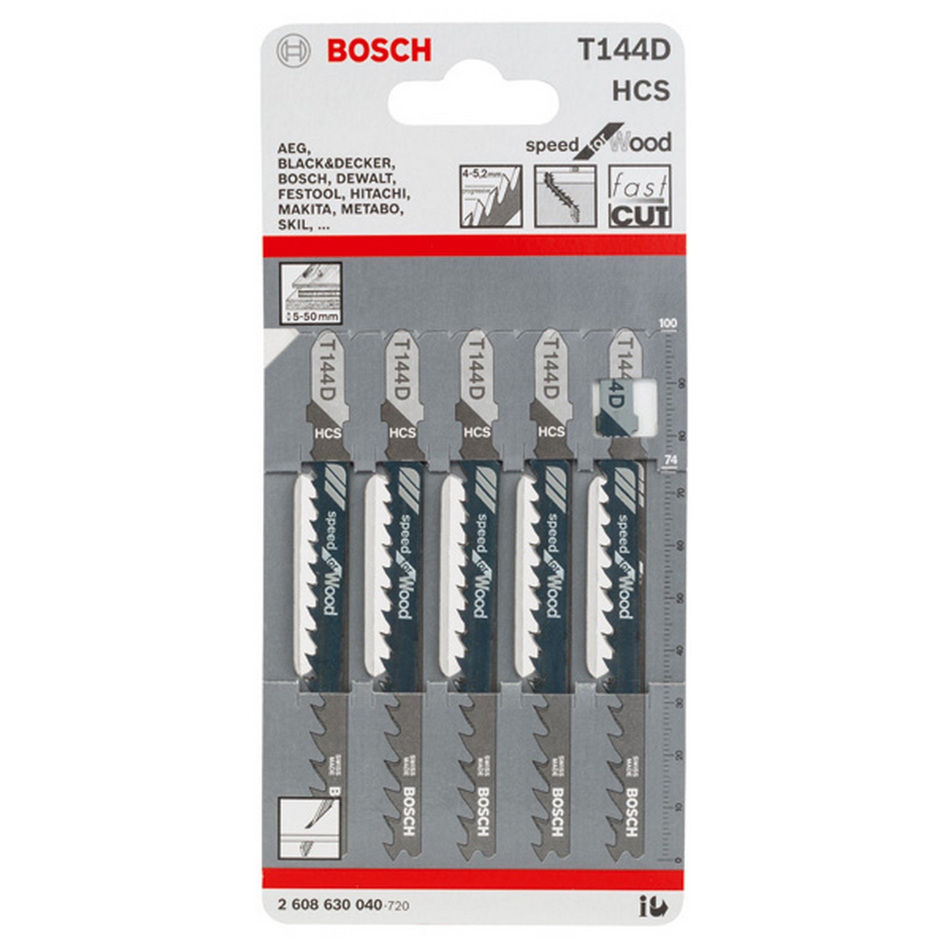Bosch Stichsägeblatt T 144 D Speed for Wood, 5er-Pack #2608630040