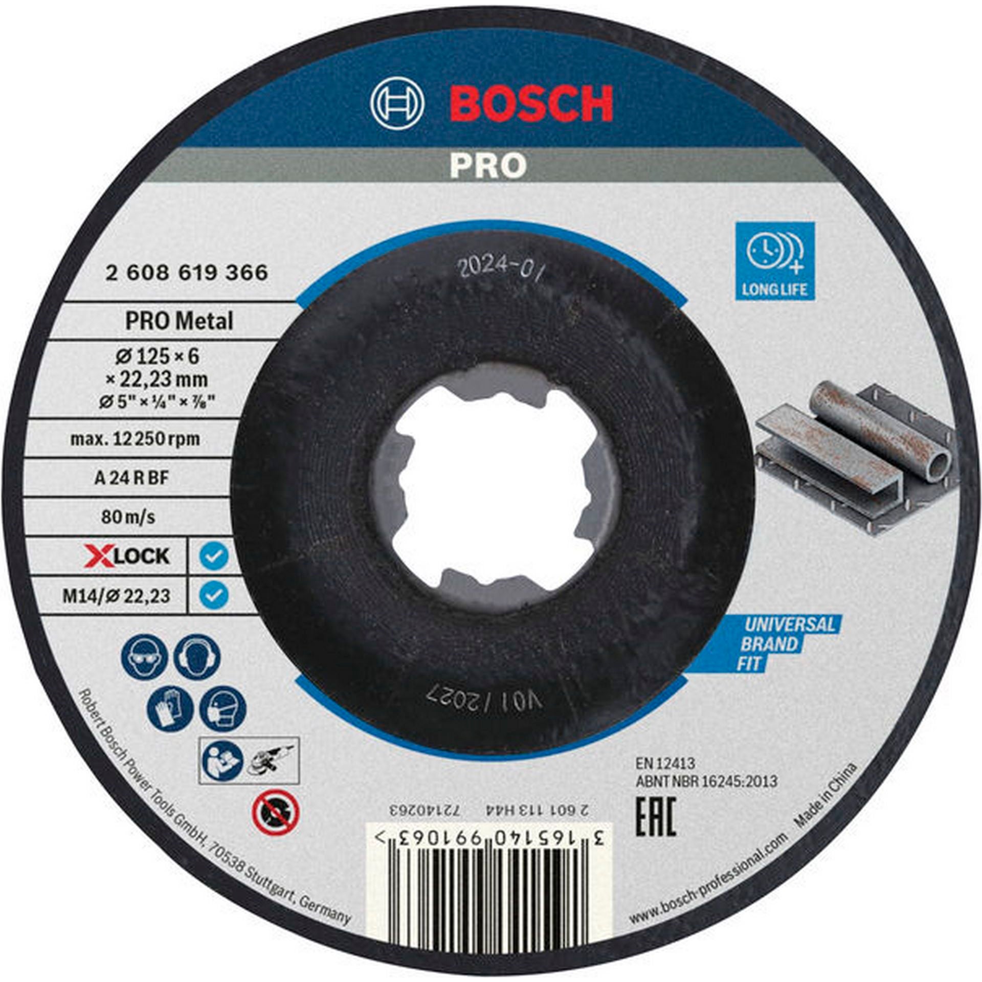 Bosch PRO Metal X-Lock Schleifscheibe, 125 x 6 x 22.23 mm #2608619366