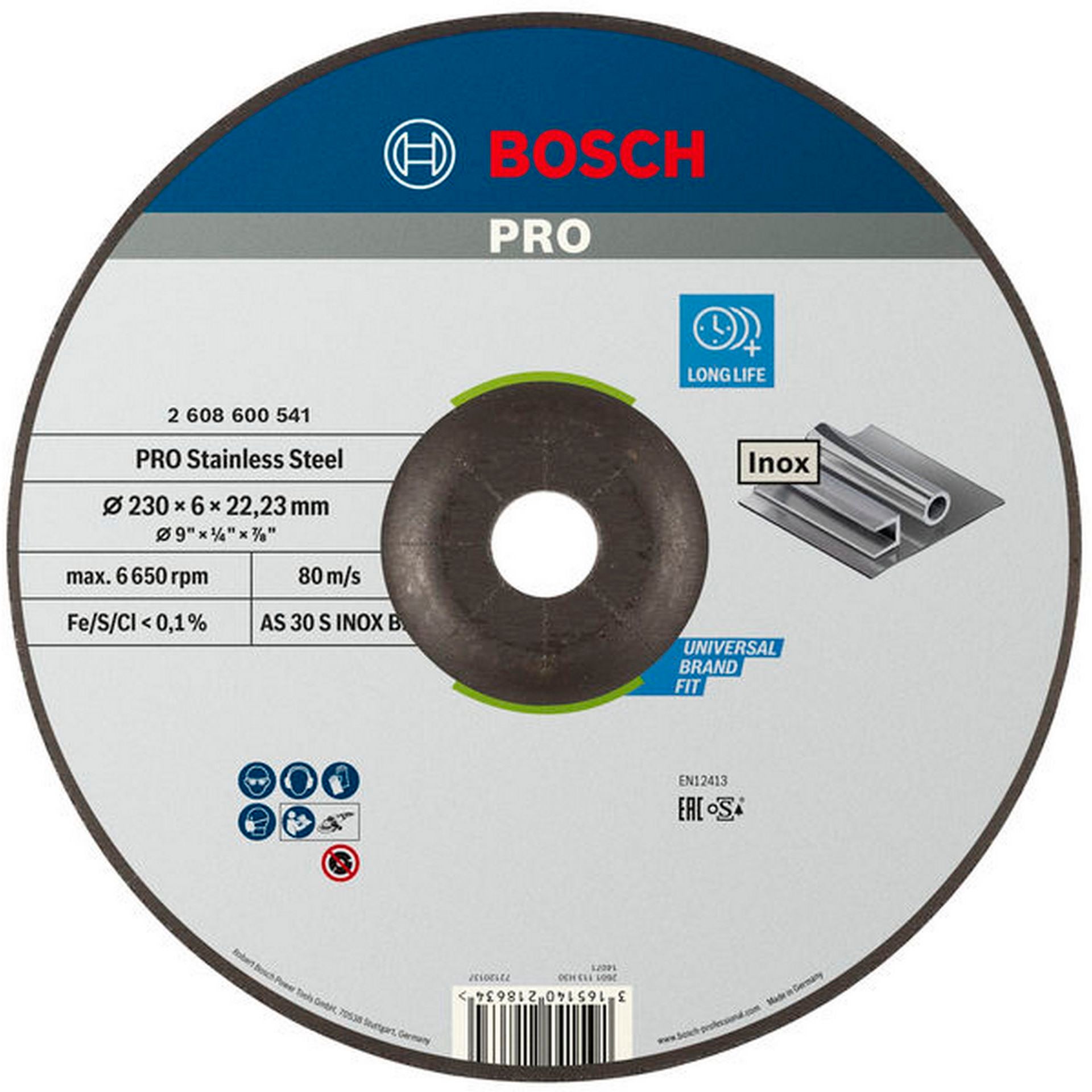 Bosch PRO Stainless Steel Schruppscheibe, 230 x 6 x 22,23 mm #2608600541